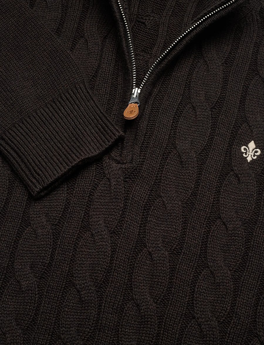 Morris - Nathan Cable Half Zip - pullover mit halbem reißverschluss - brown - 2