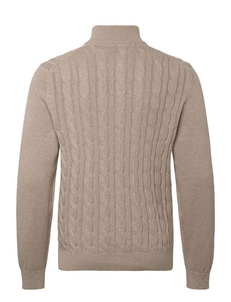 Morris - Nathan Cable Half Zip - pullover mit halbem reißverschluss - khaki - 1