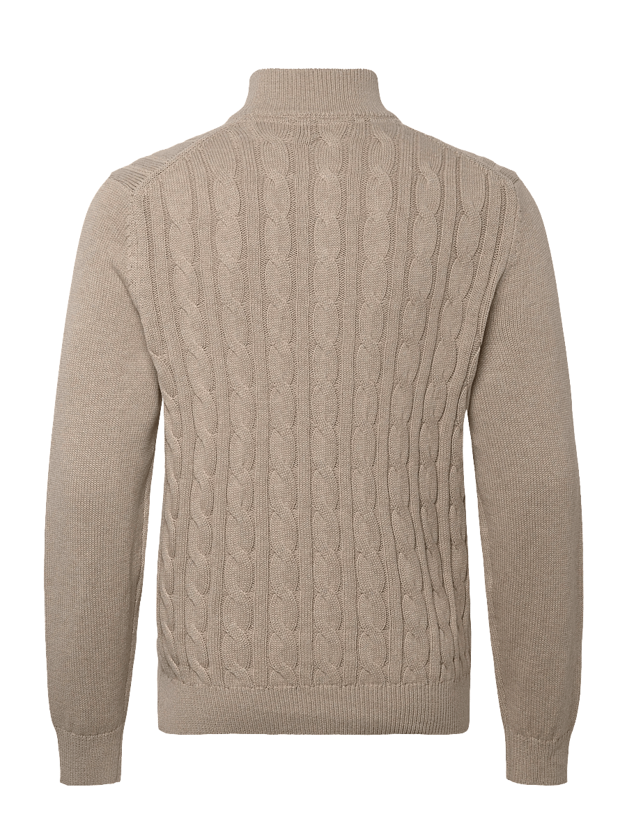 Morris - Nathan Cable Half Zip - pullover mit halbem reißverschluss - khaki - 1