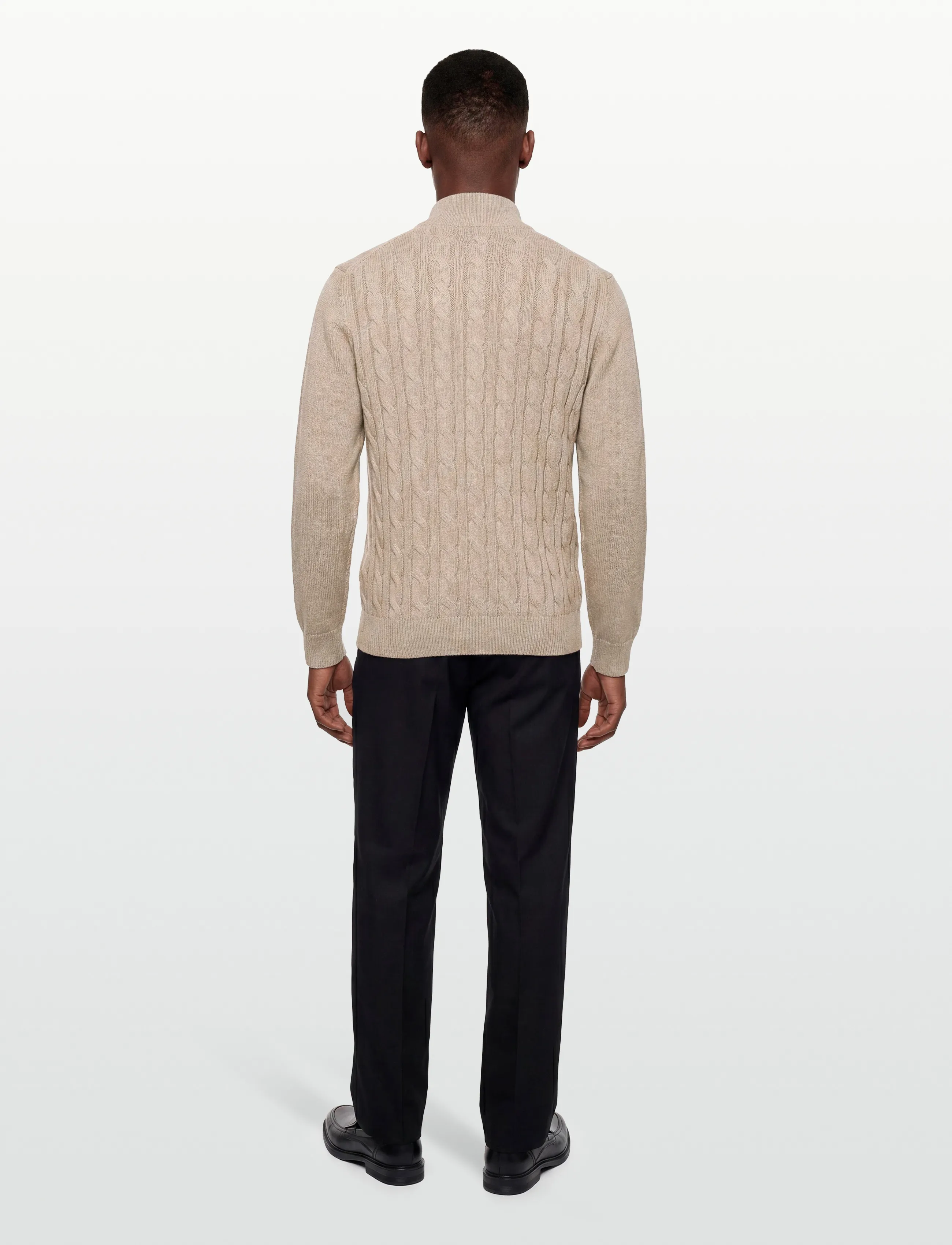 Morris - Nathan Cable Half Zip - half zip-tröjor - khaki - 4