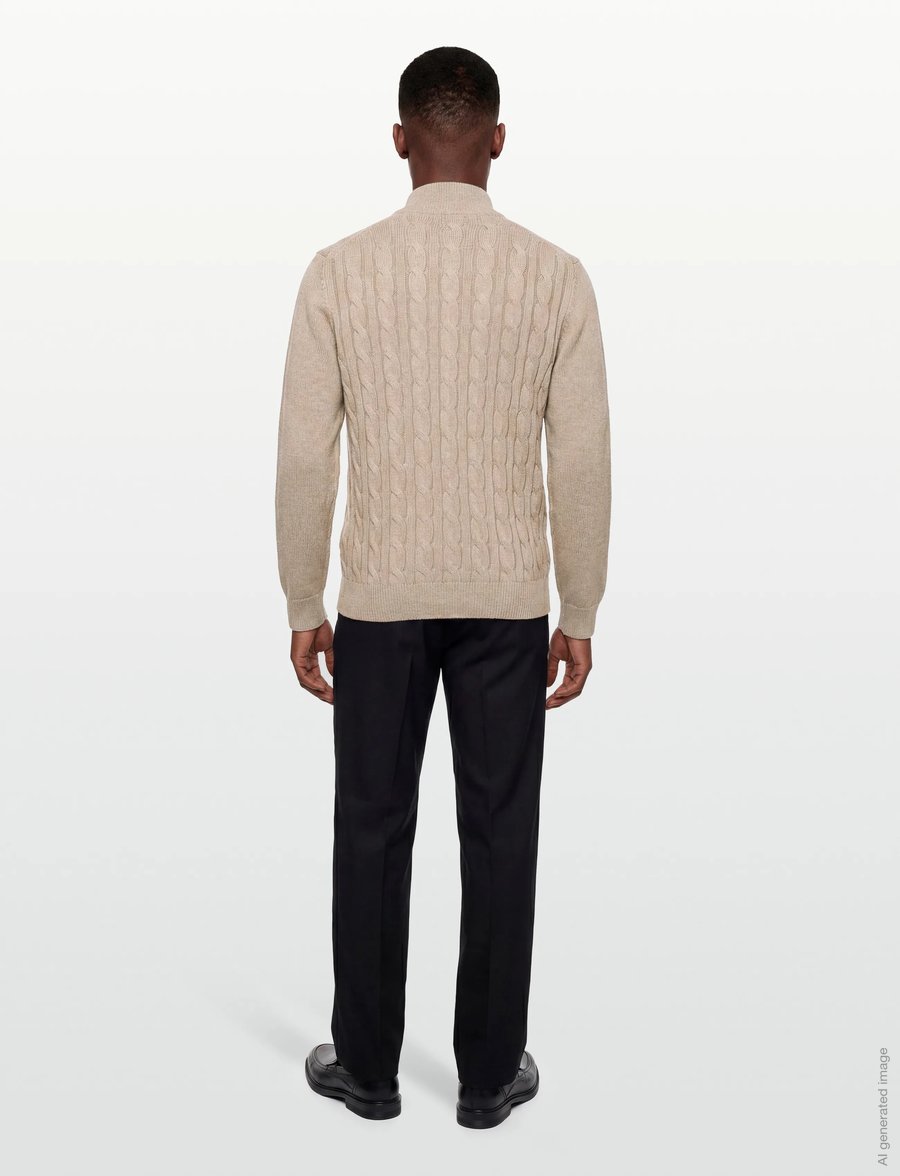 Morris - Nathan Cable Half Zip - pullover mit halbem reißverschluss - khaki - 4