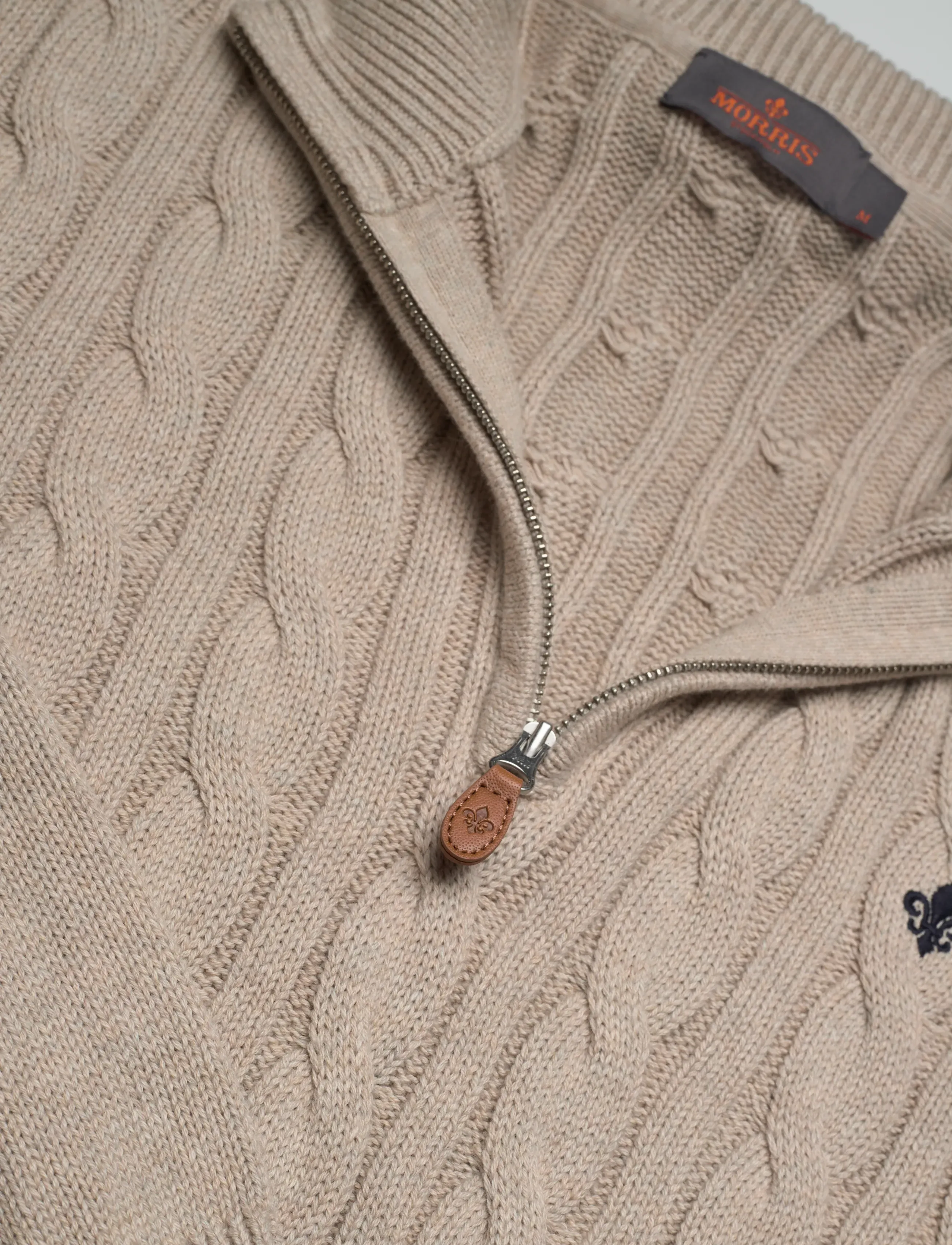 Morris - Nathan Cable Half Zip - halfzip strik - khaki - 2