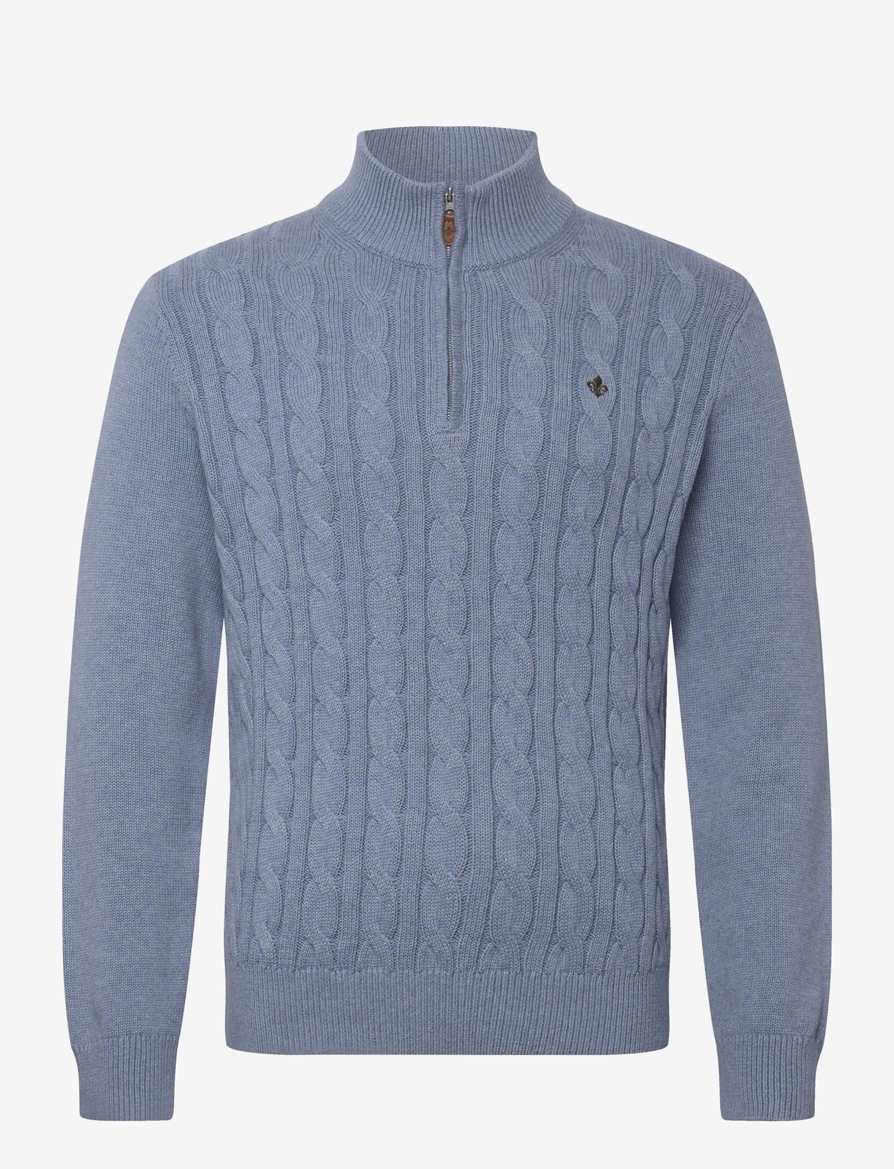 Morris - Nathan Cable Half Zip - halfzip strik - light blue - 0