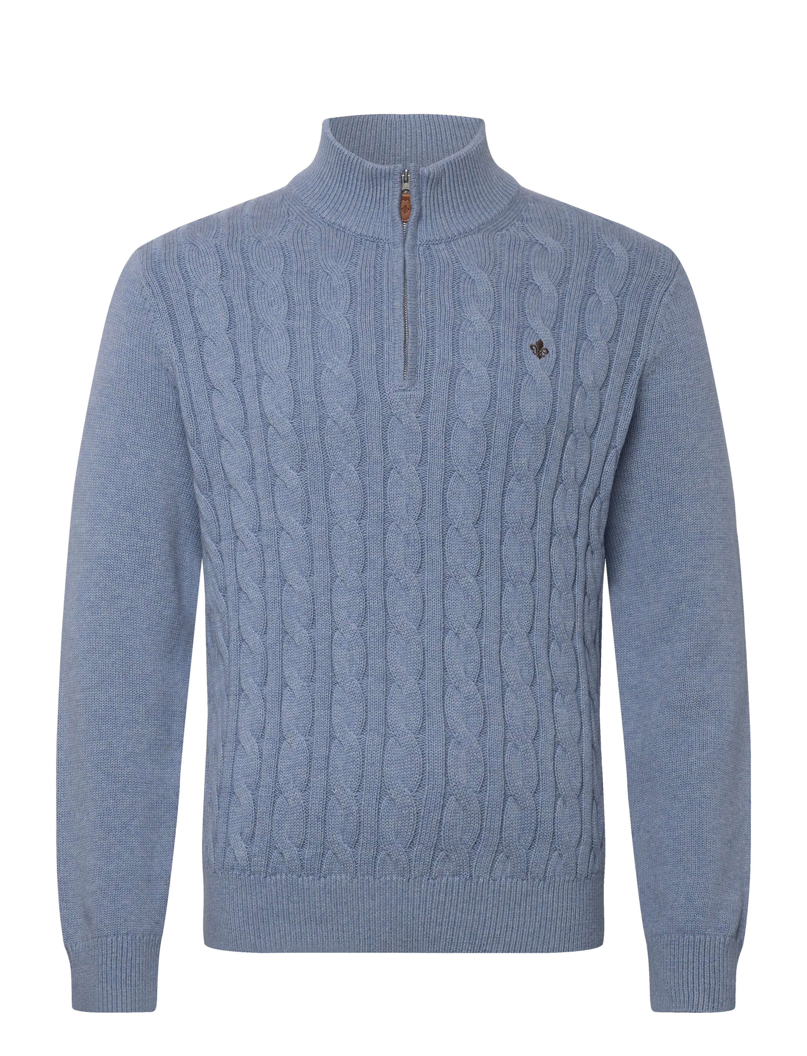 Morris Nathan Cable Half Zip - Halfzip strik - LIGHT BLUE / blue