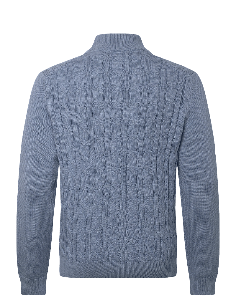 Morris - Nathan Cable Half Zip - pullover mit halbem reißverschluss - light blue - 1