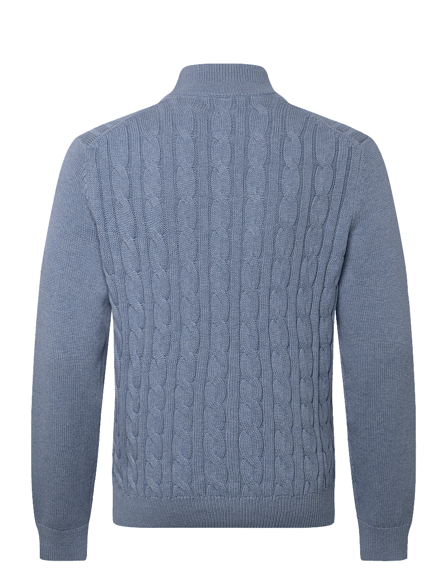 Morris - Nathan Cable Half Zip - pullover mit halbem reißverschluss - light blue - 2