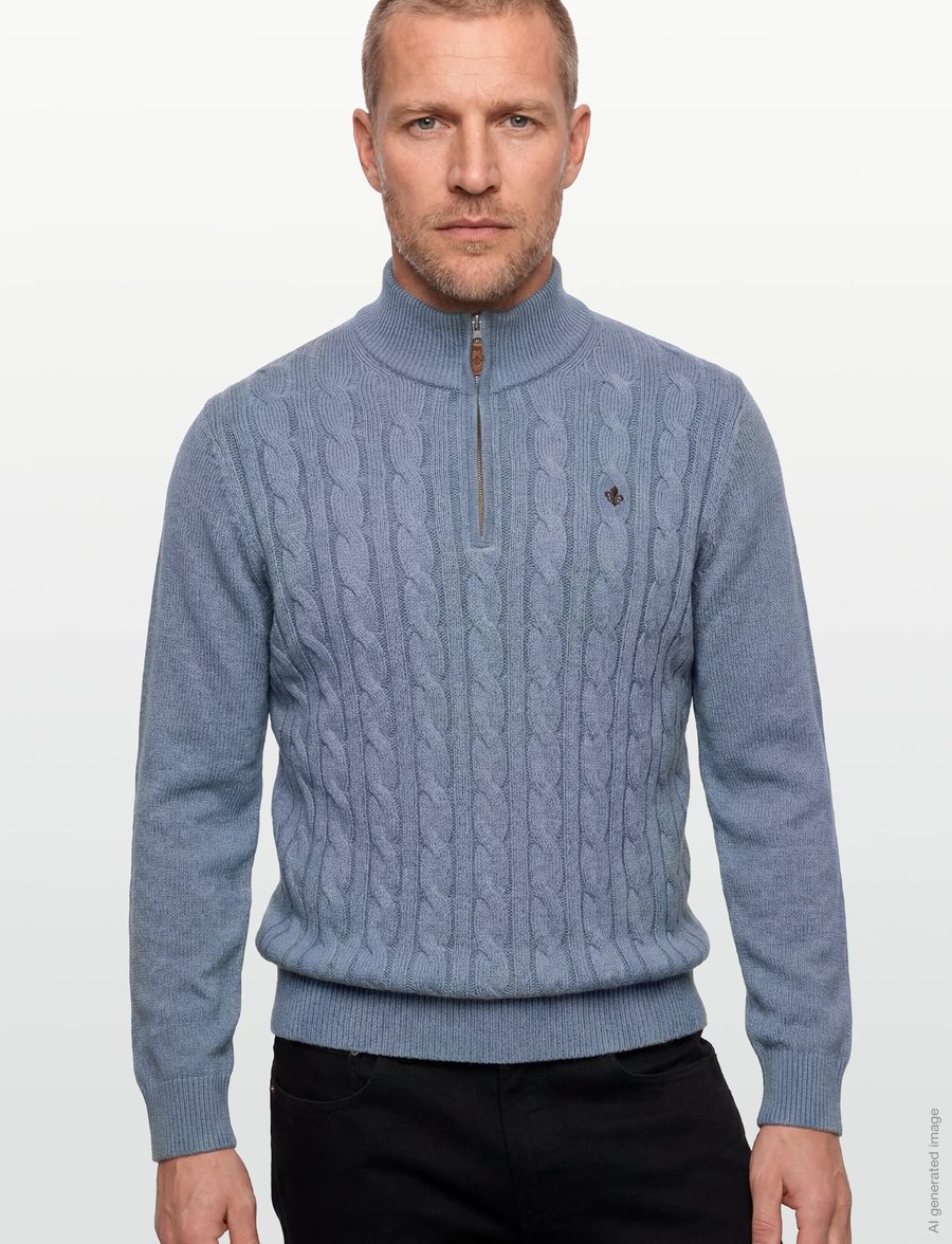 Morris - Nathan Cable Half Zip - pullover mit halbem reißverschluss - light blue - 3