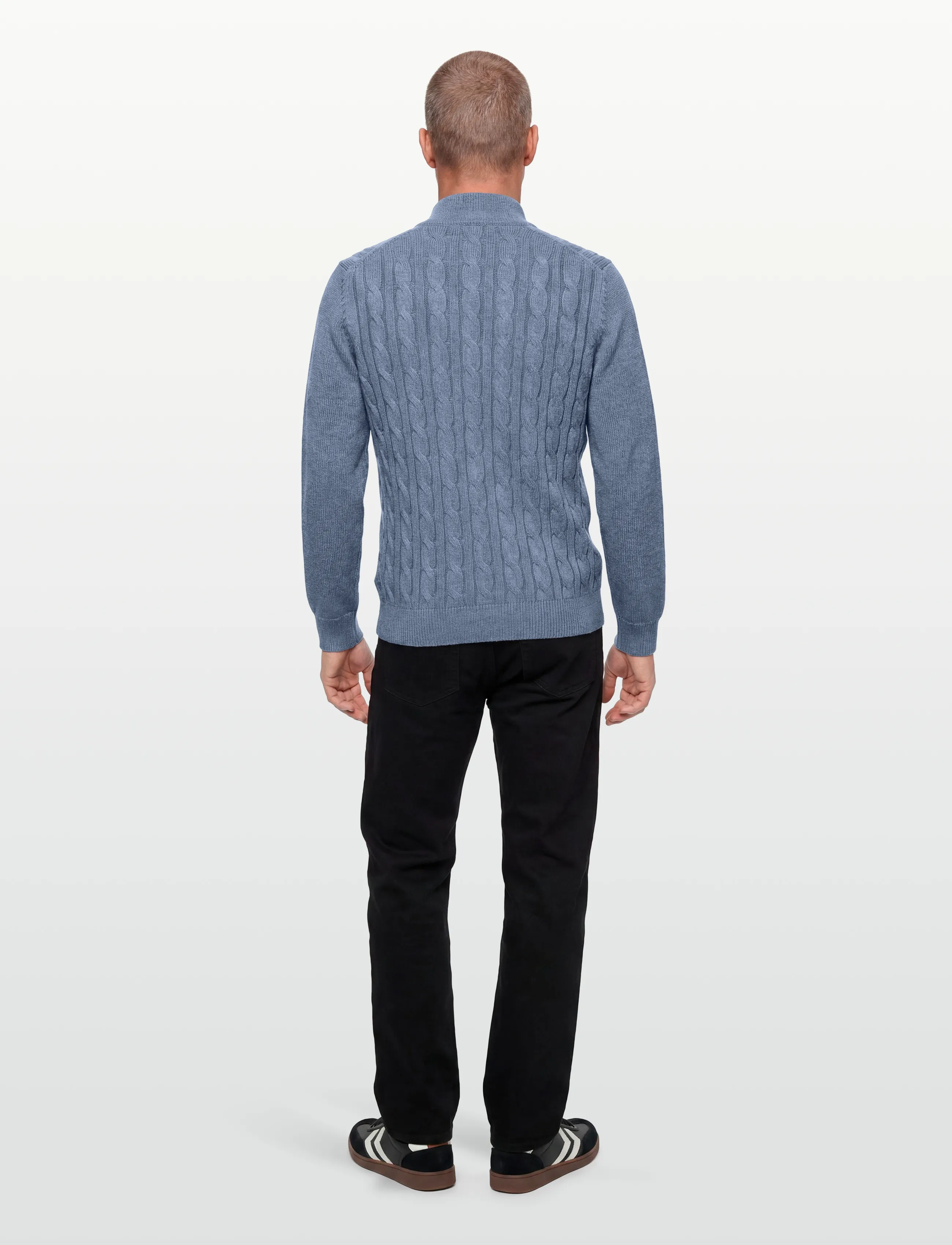 Morris - Nathan Cable Half Zip - halfzip strik - light blue - 4