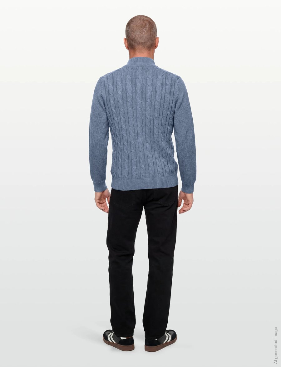 Morris - Nathan Cable Half Zip - pullover mit halbem reißverschluss - light blue - 4