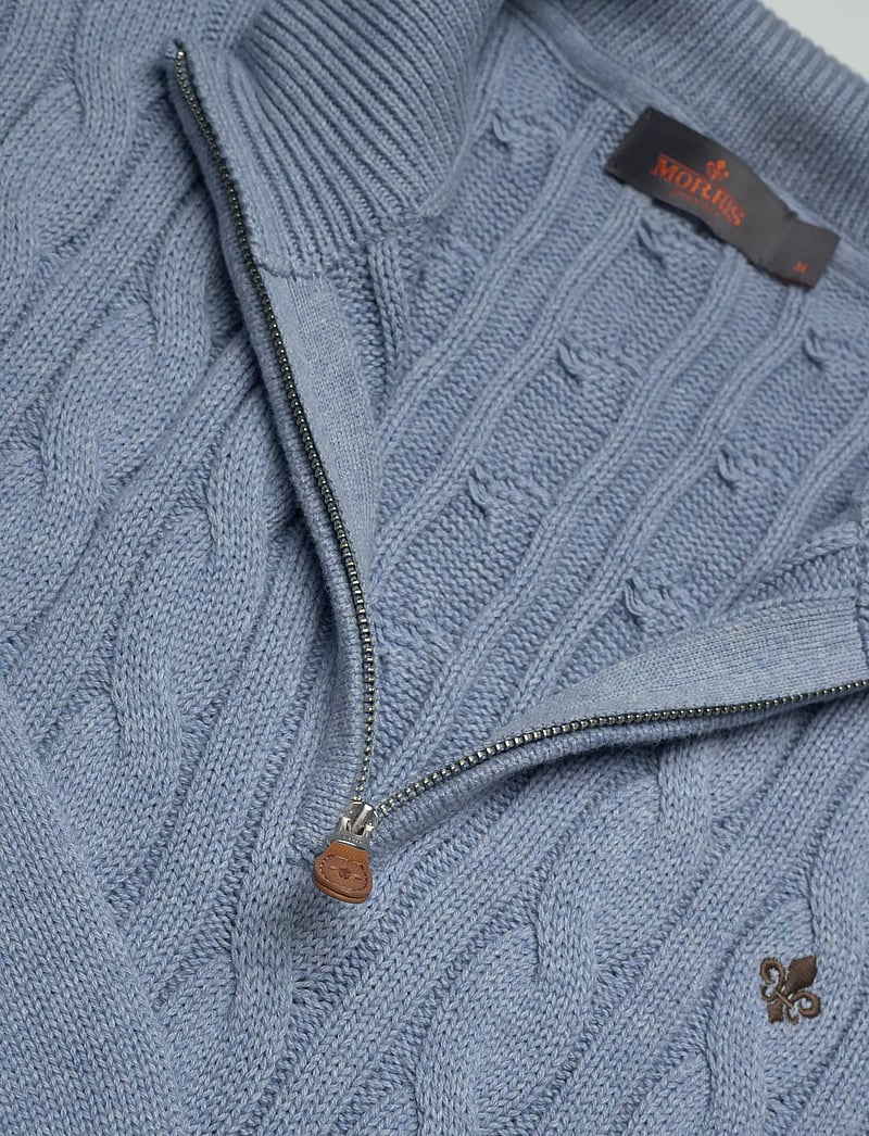 Morris - Nathan Cable Half Zip - pullover mit halbem reißverschluss - light blue - 2