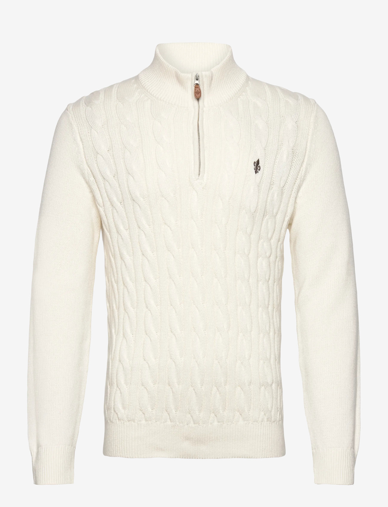 Morris - Nathan Cable Half Zip - half zip jumpers - off white - 0