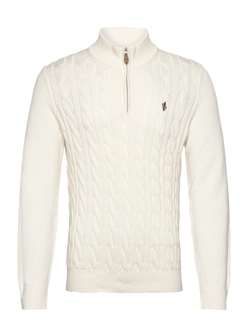 Morris - Nathan Cable Half Zip - pullover mit halbem reißverschluss - off white - 0