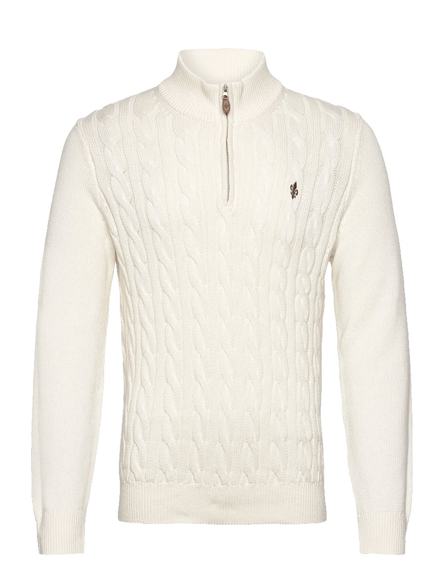 Morris - Nathan Cable Half Zip - pullover mit halbem reißverschluss - off white - 1