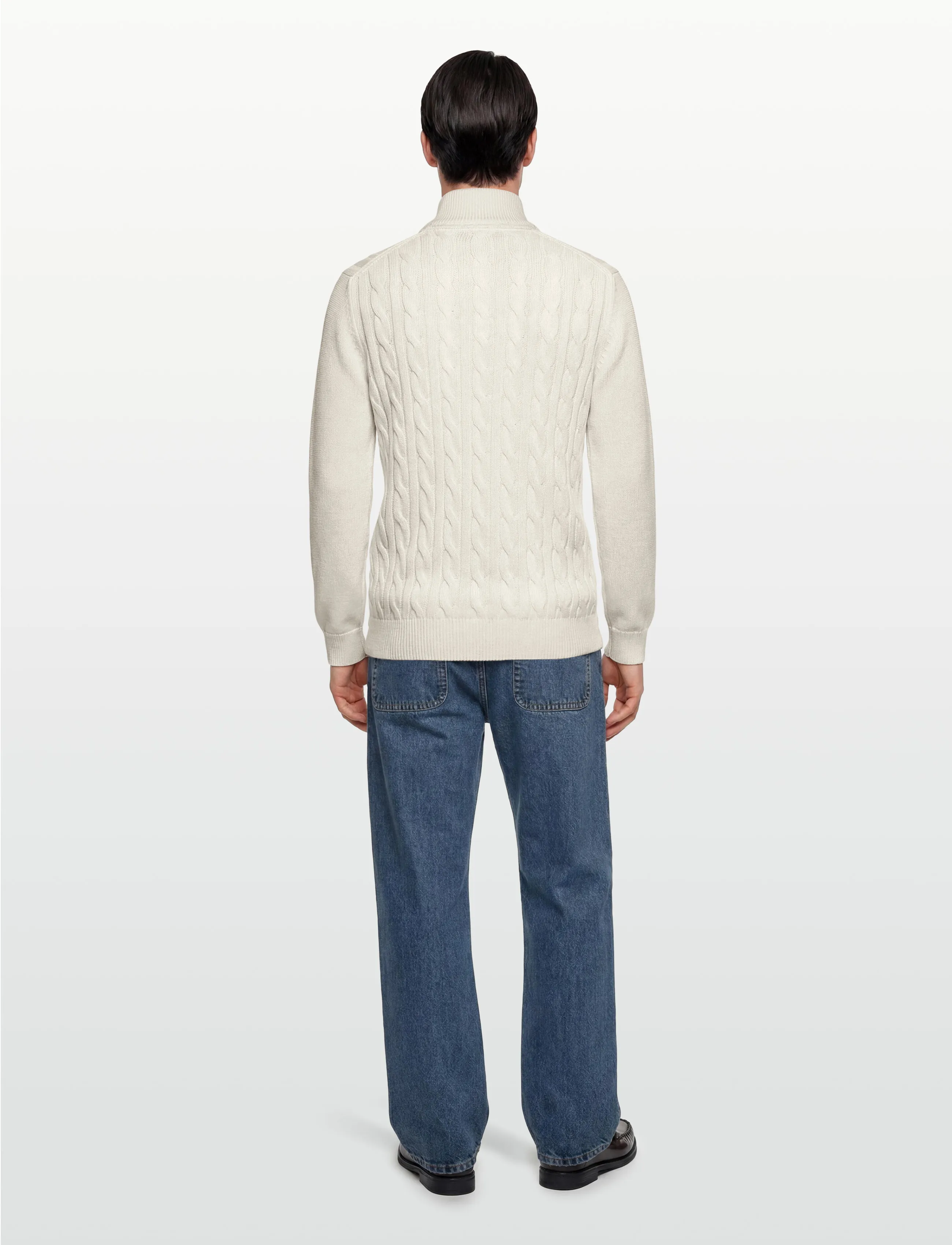 Morris - Nathan Cable Half Zip - half zip strik - off white - 4