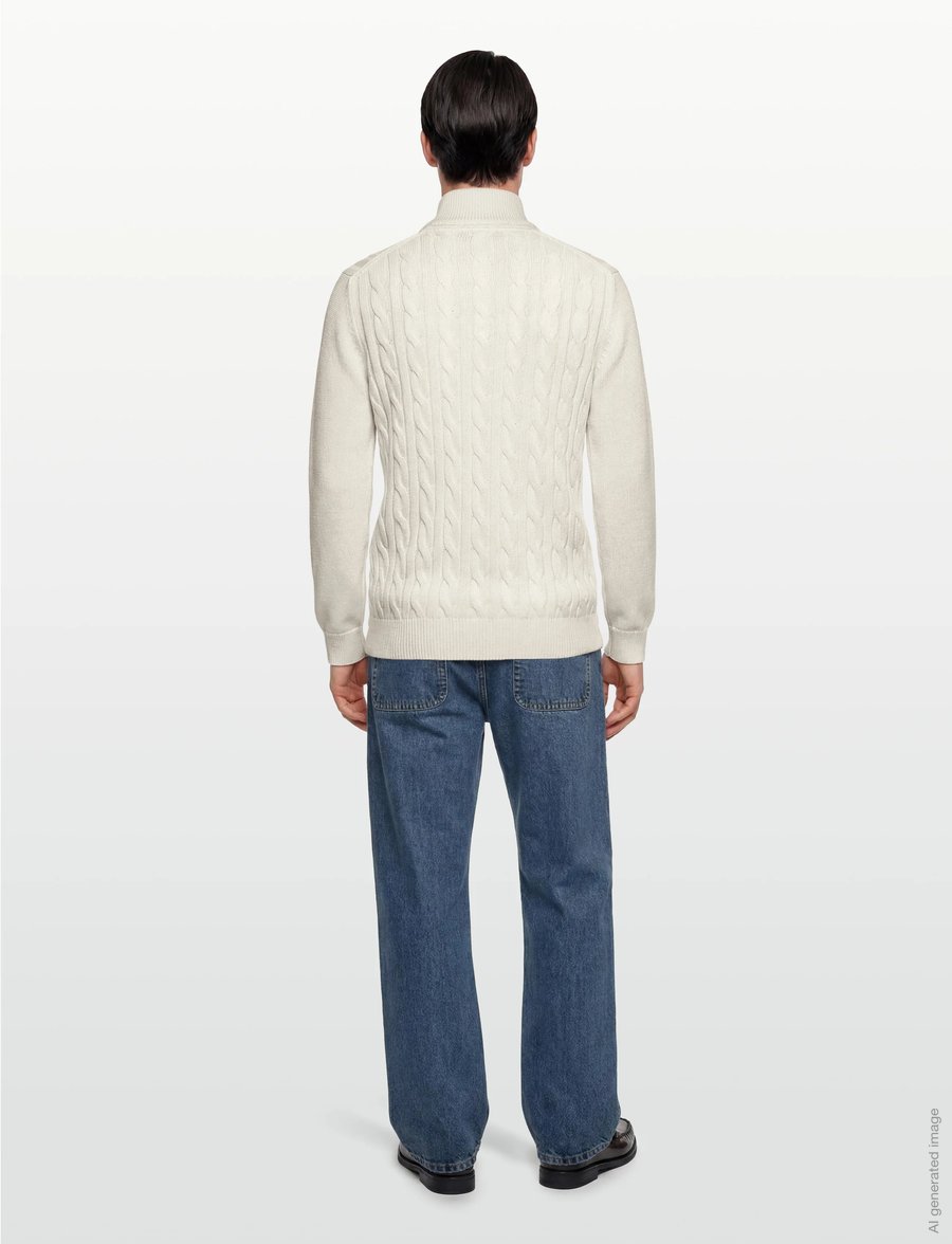 Morris - Nathan Cable Half Zip - pullover mit halbem reißverschluss - off white - 4