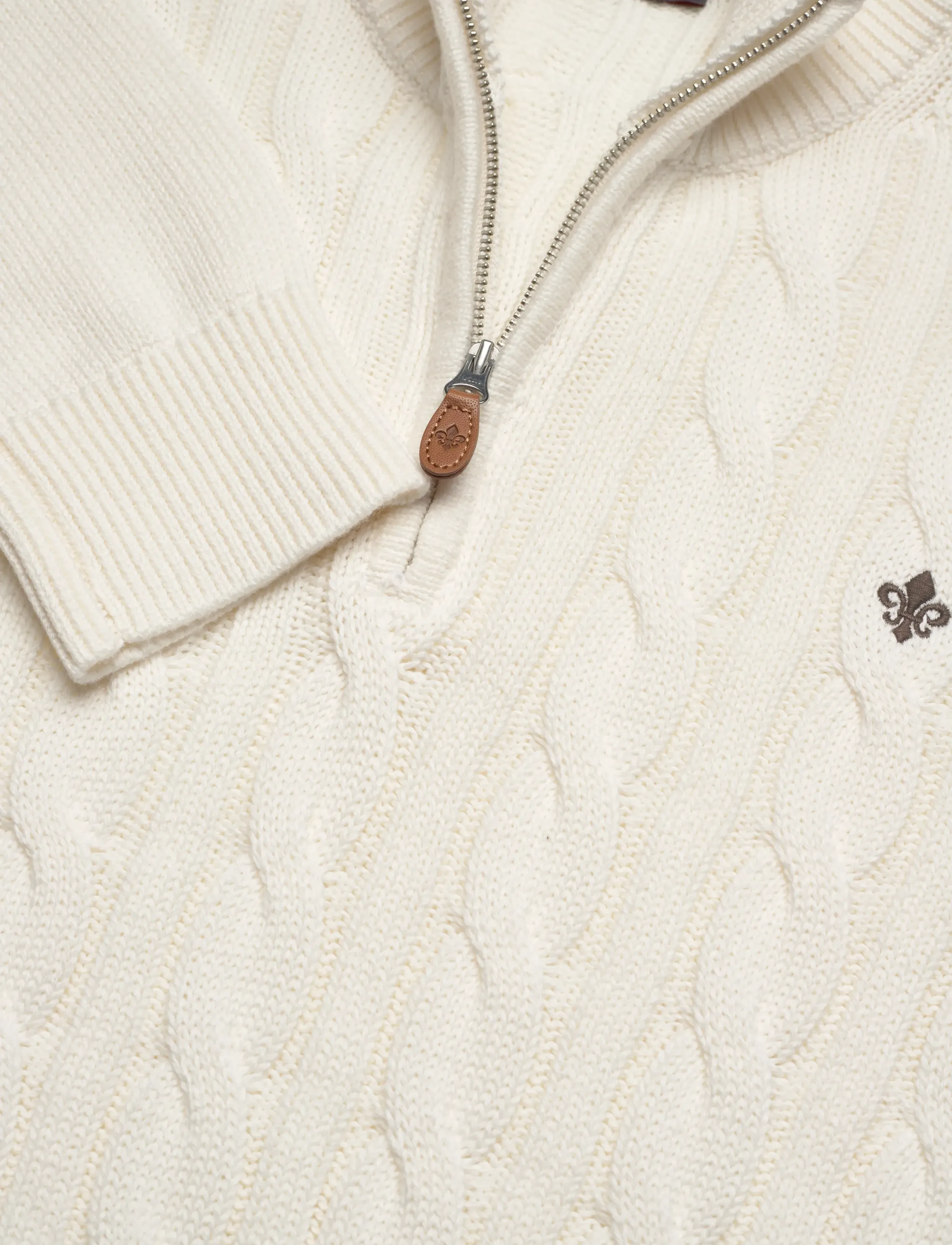 Morris - Nathan Cable Half Zip - tõmblukk-kaelusega džemprid - off white - 2