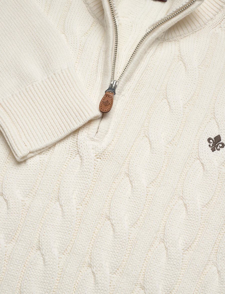 Morris - Nathan Cable Half Zip - pullover mit halbem reißverschluss - off white - 5