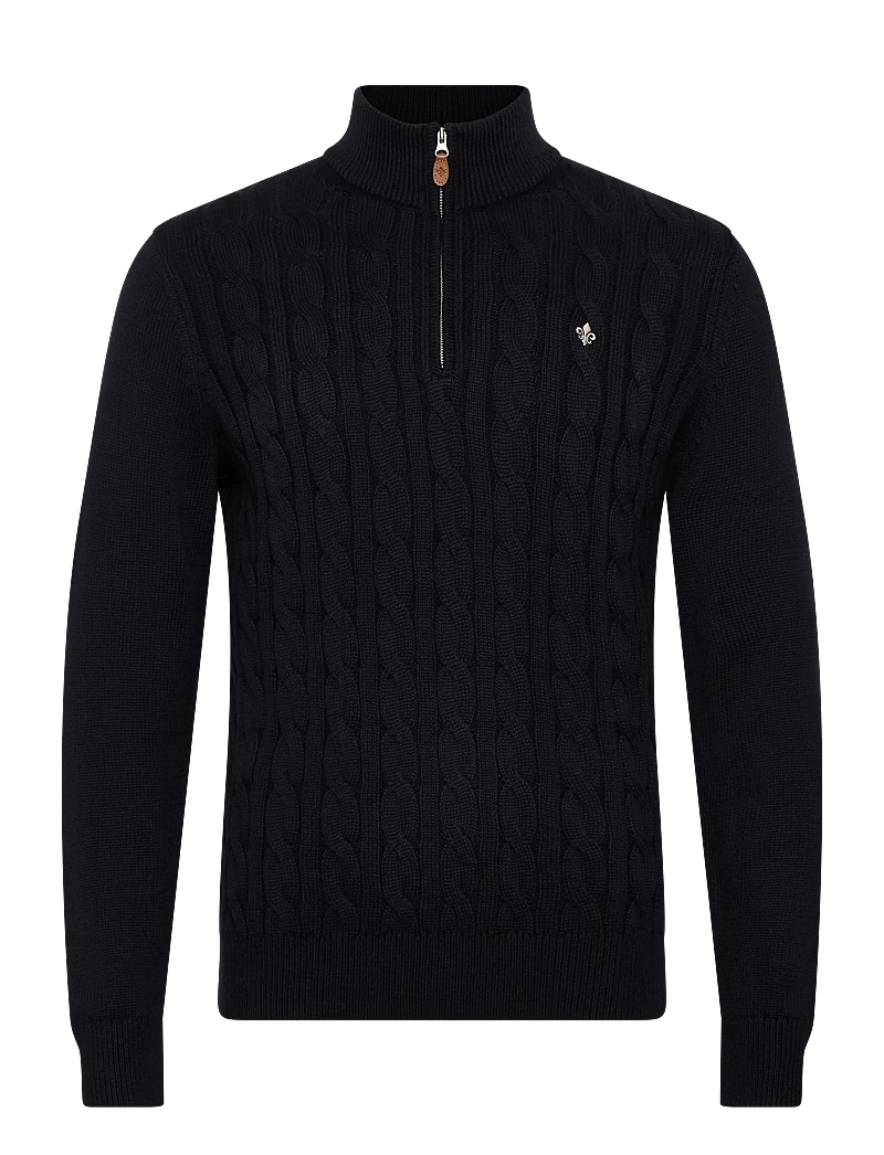 Morris - Nathan Cable Half Zip - pullover mit halbem reißverschluss - old blue - 0
