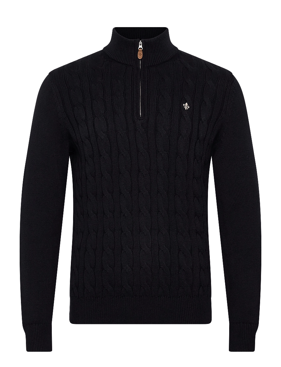 Morris - Nathan Cable Half Zip - pullover mit halbem reißverschluss - old blue - 1