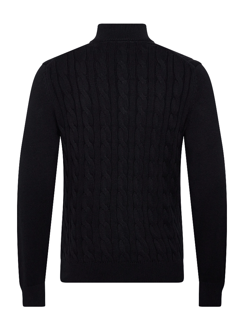 Morris - Nathan Cable Half Zip - pullover mit halbem reißverschluss - old blue - 1