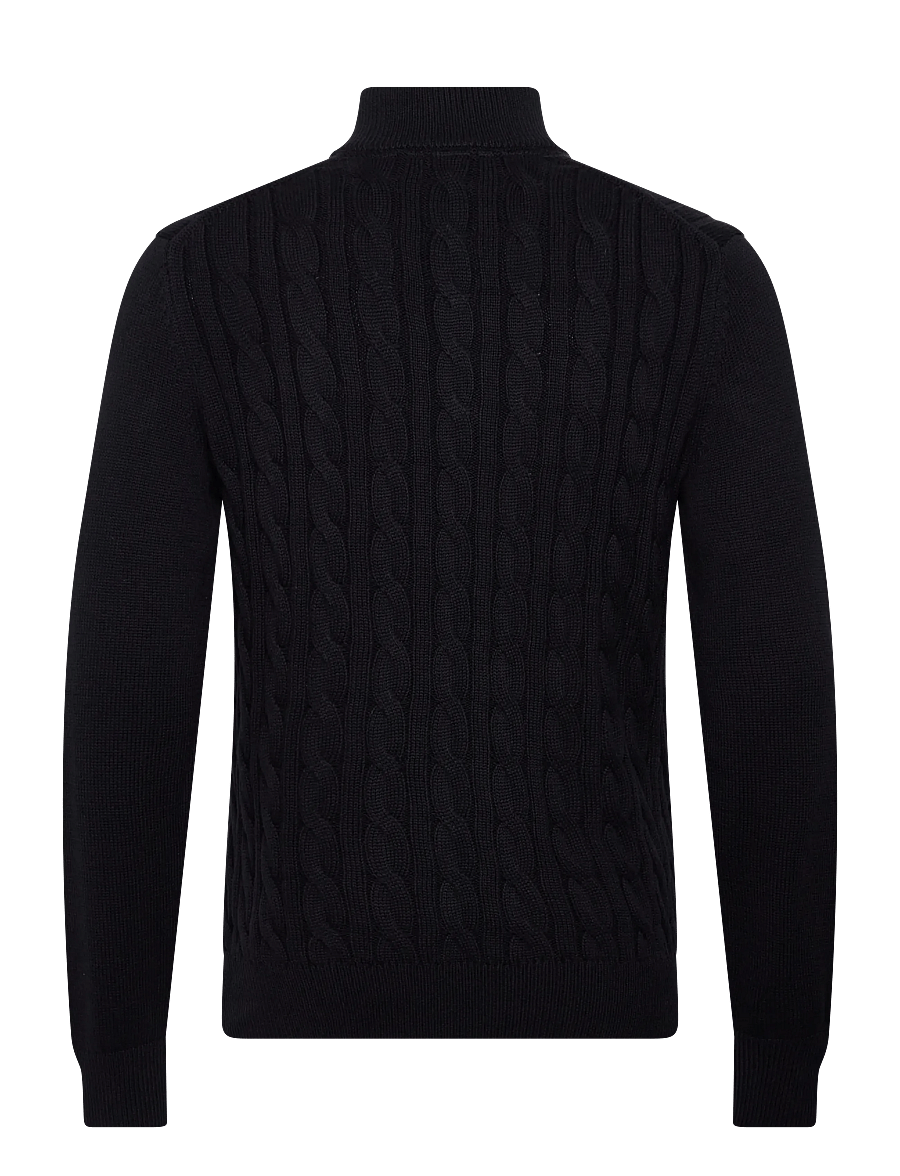 Morris - Nathan Cable Half Zip - pullover mit halbem reißverschluss - old blue - 2