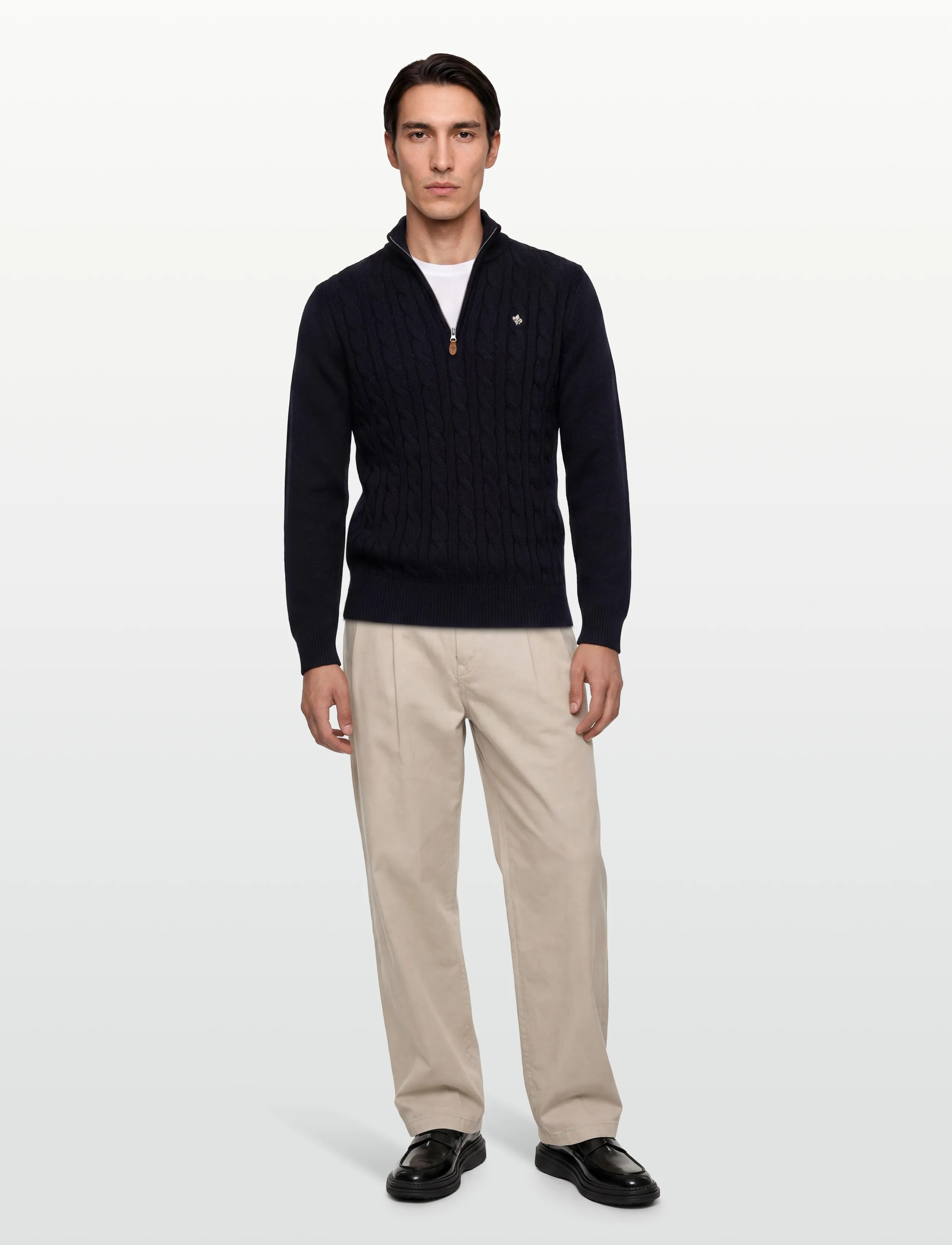 Morris - Nathan Cable Half Zip - halfzip strik - old blue - 0