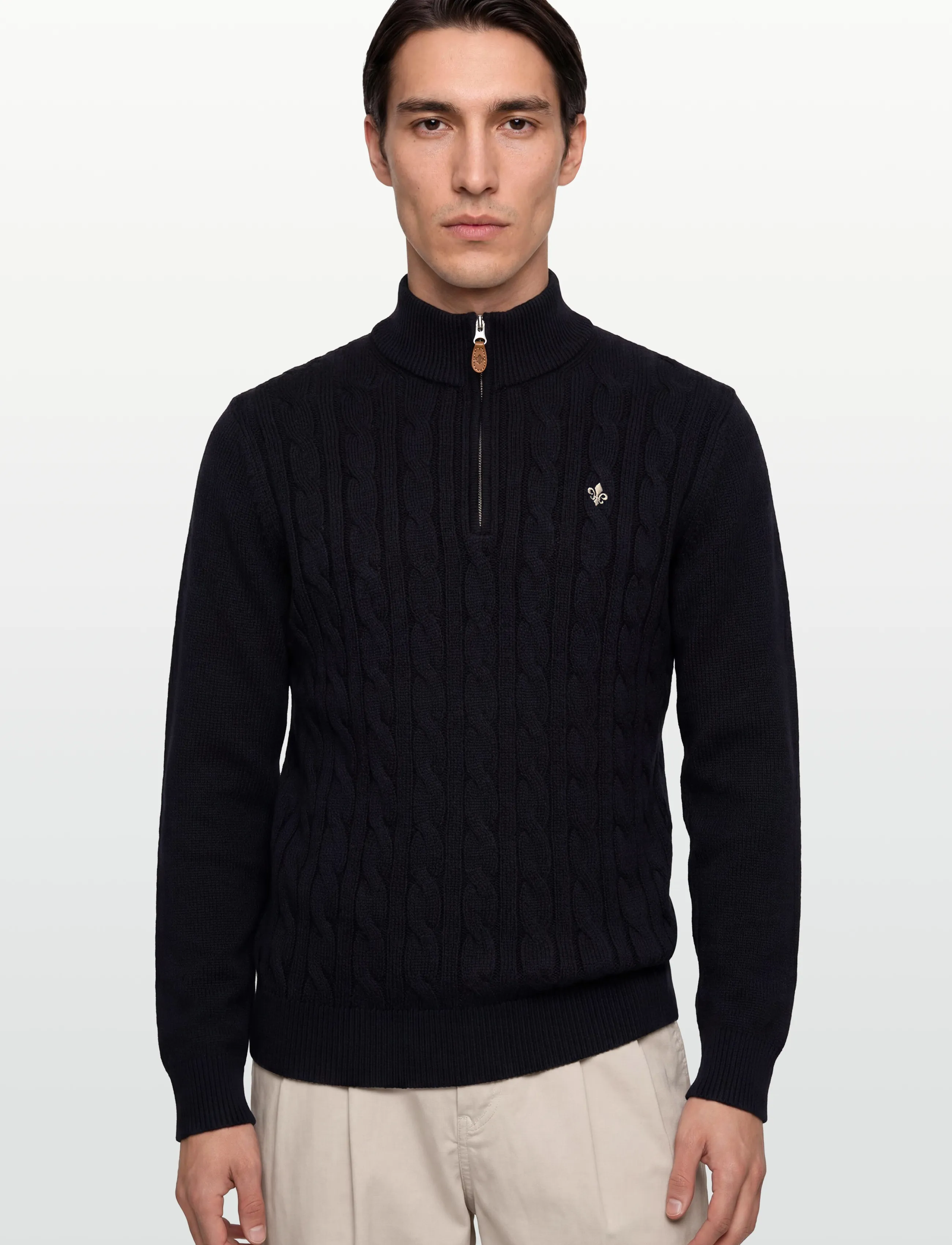 Morris - Nathan Cable Half Zip - halfzip strik - old blue - 3