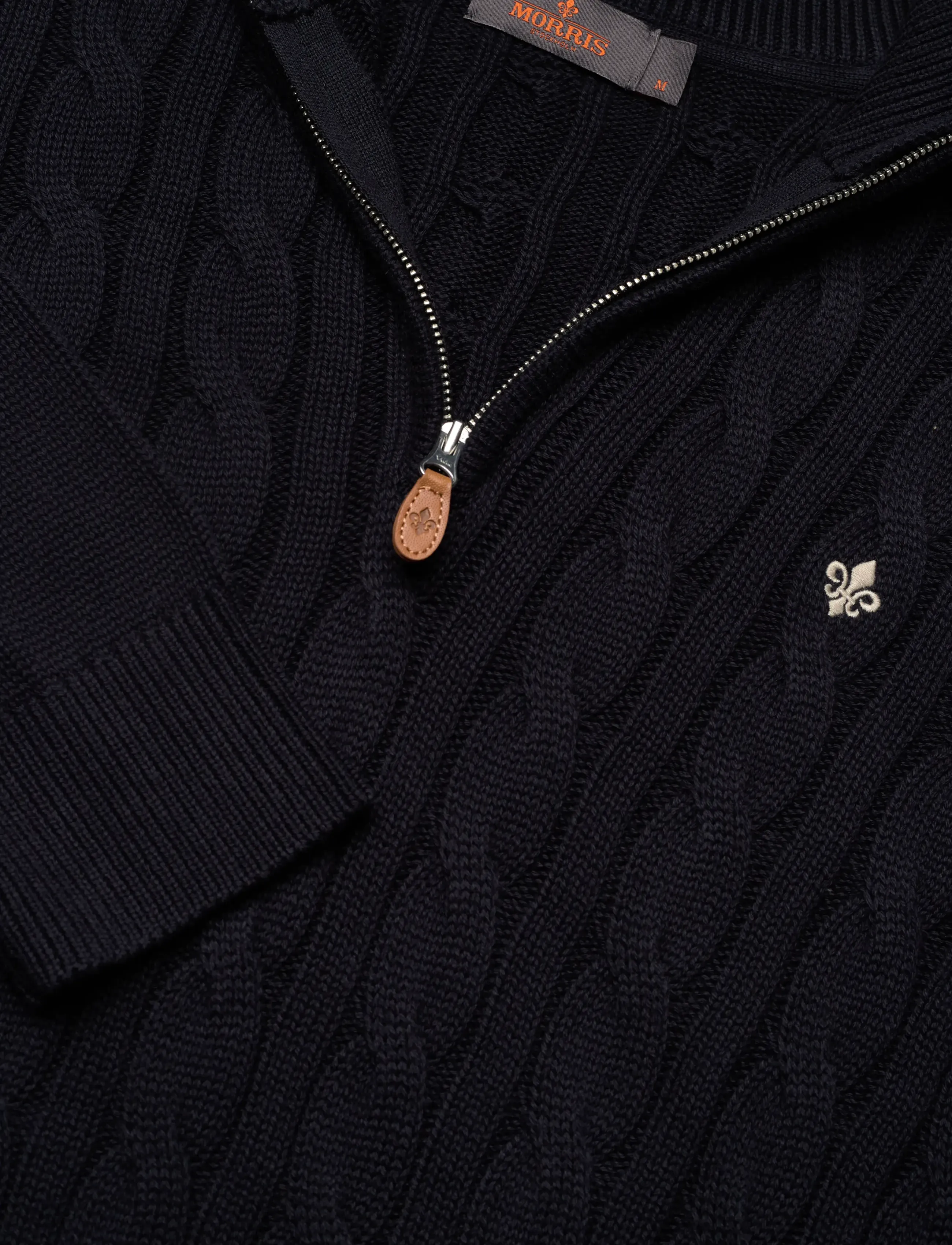 Morris - Nathan Cable Half Zip - tõmblukk-kaelusega džemprid - old blue - 2