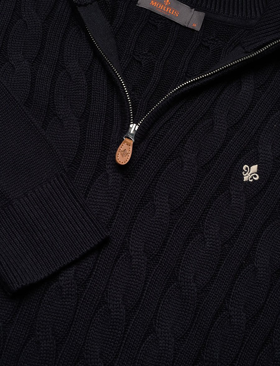 Morris - Nathan Cable Half Zip - pullover mit halbem reißverschluss - old blue - 5