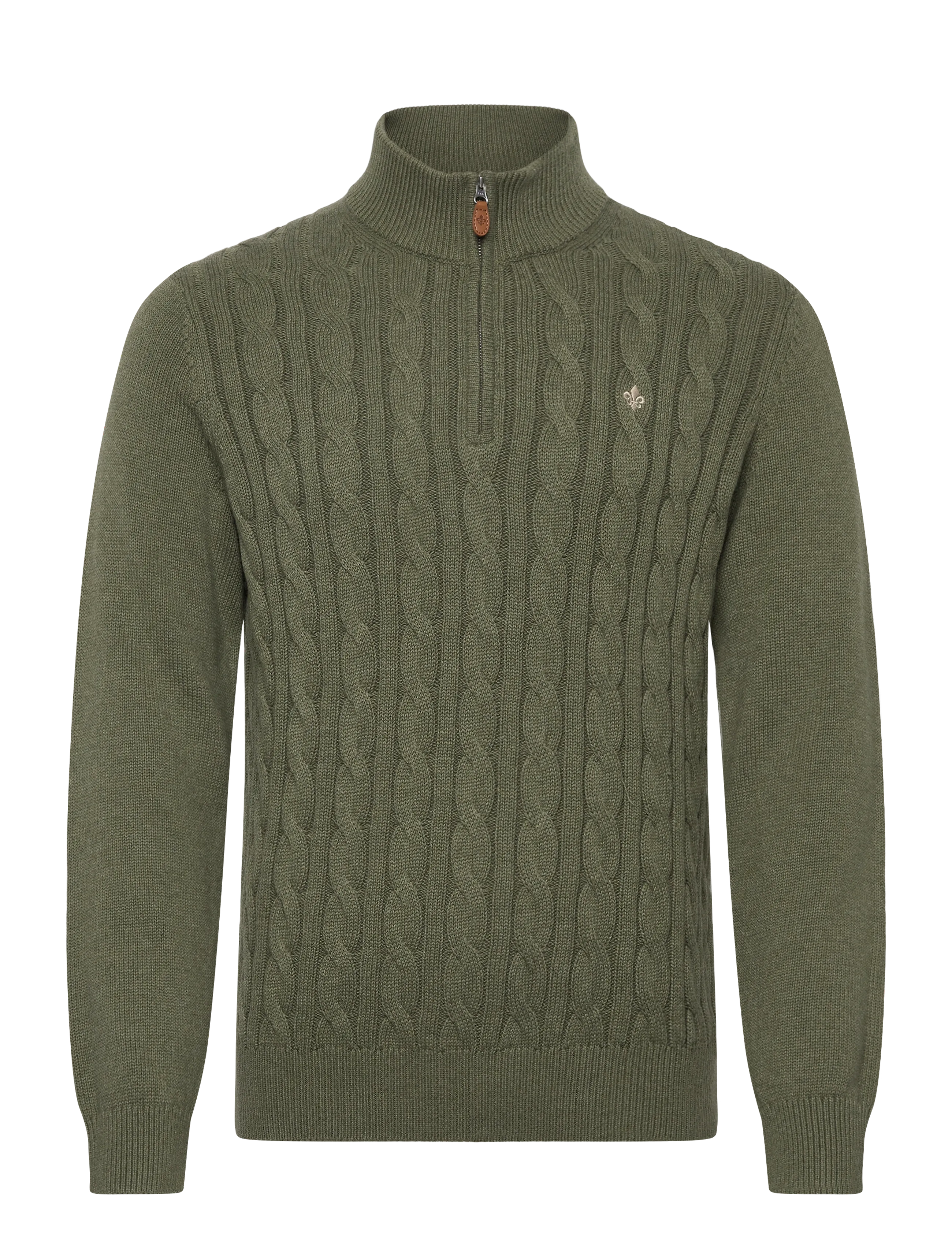 Morris Nathan Cable Half Zip - Morris Stockholm - OLIVE / khaki/green