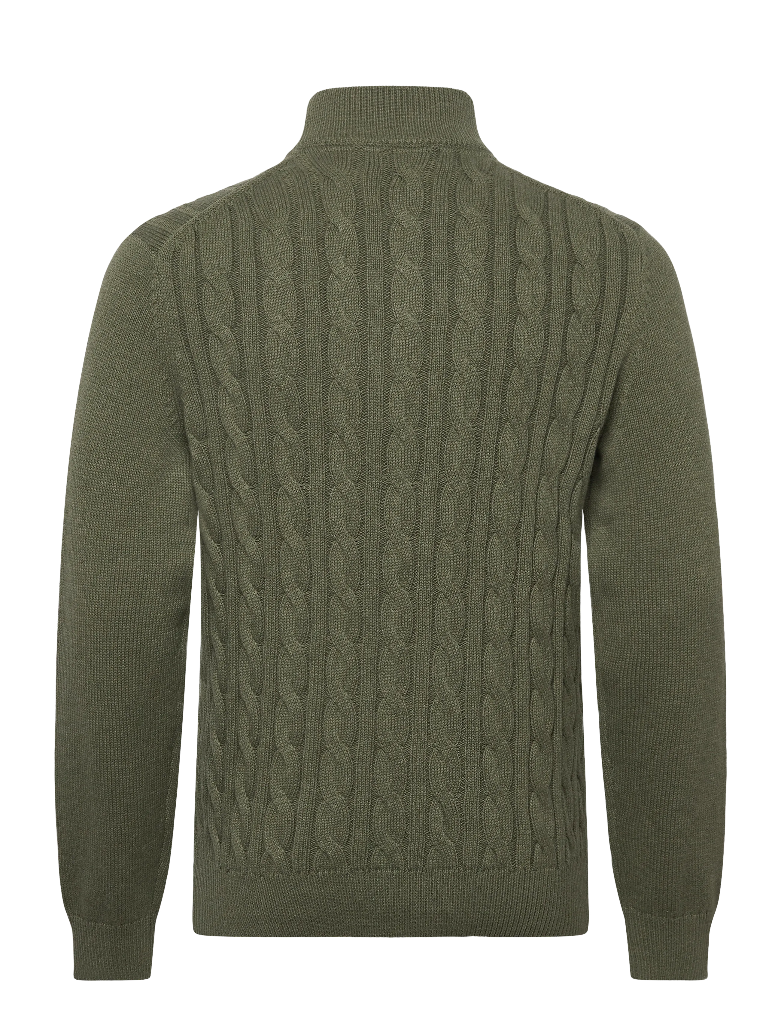 Morris - Nathan Cable Half Zip - half zip jumpers - olive - 1