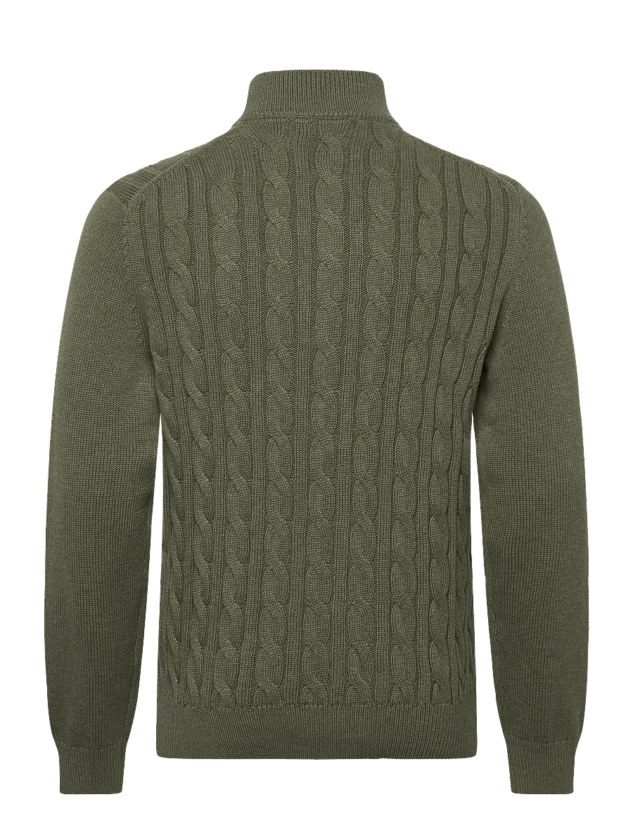 Morris - Nathan Cable Half Zip - pullover mit halbem reißverschluss - olive - 1