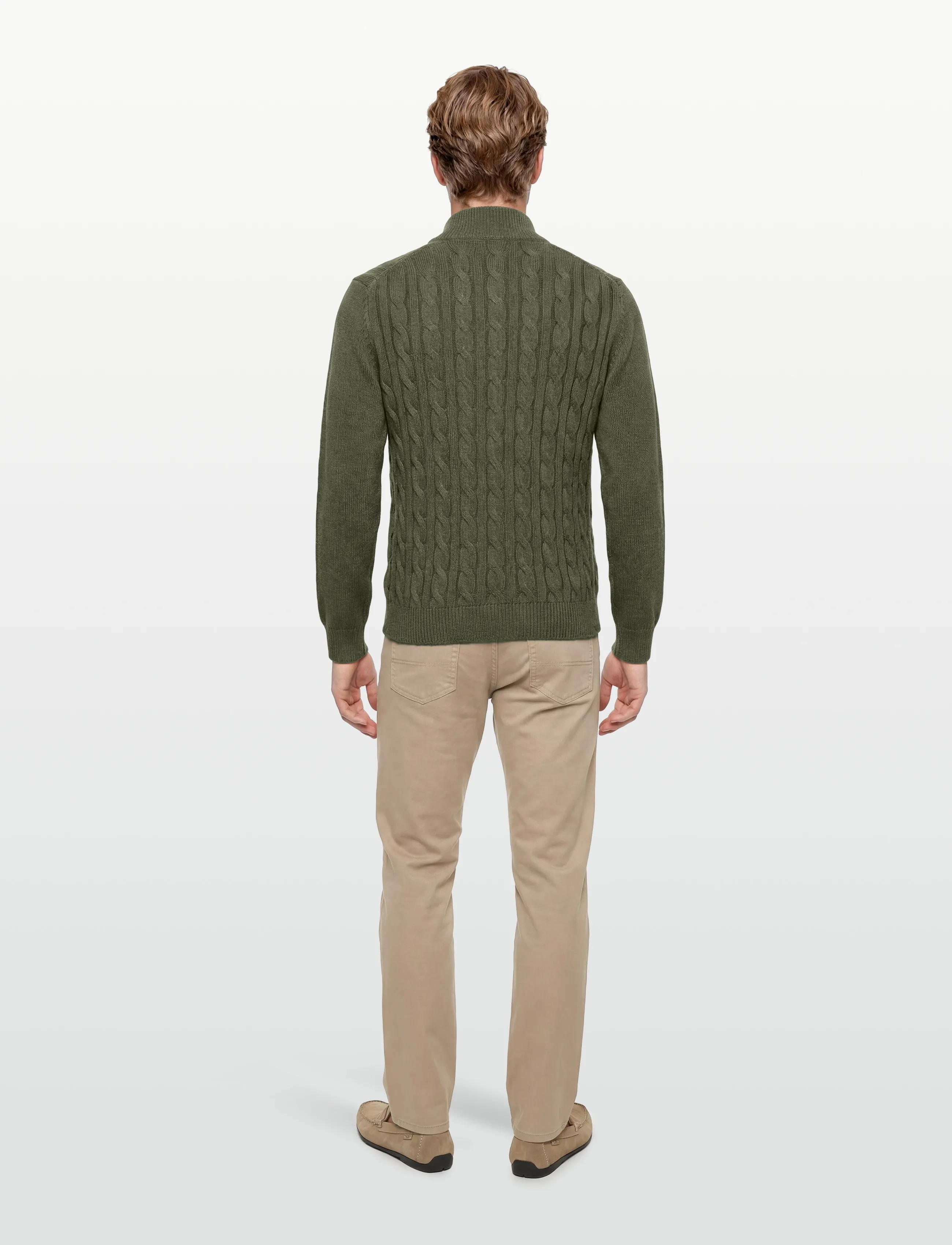 Morris - Nathan Cable Half Zip - truien met halve rits - olive - 4
