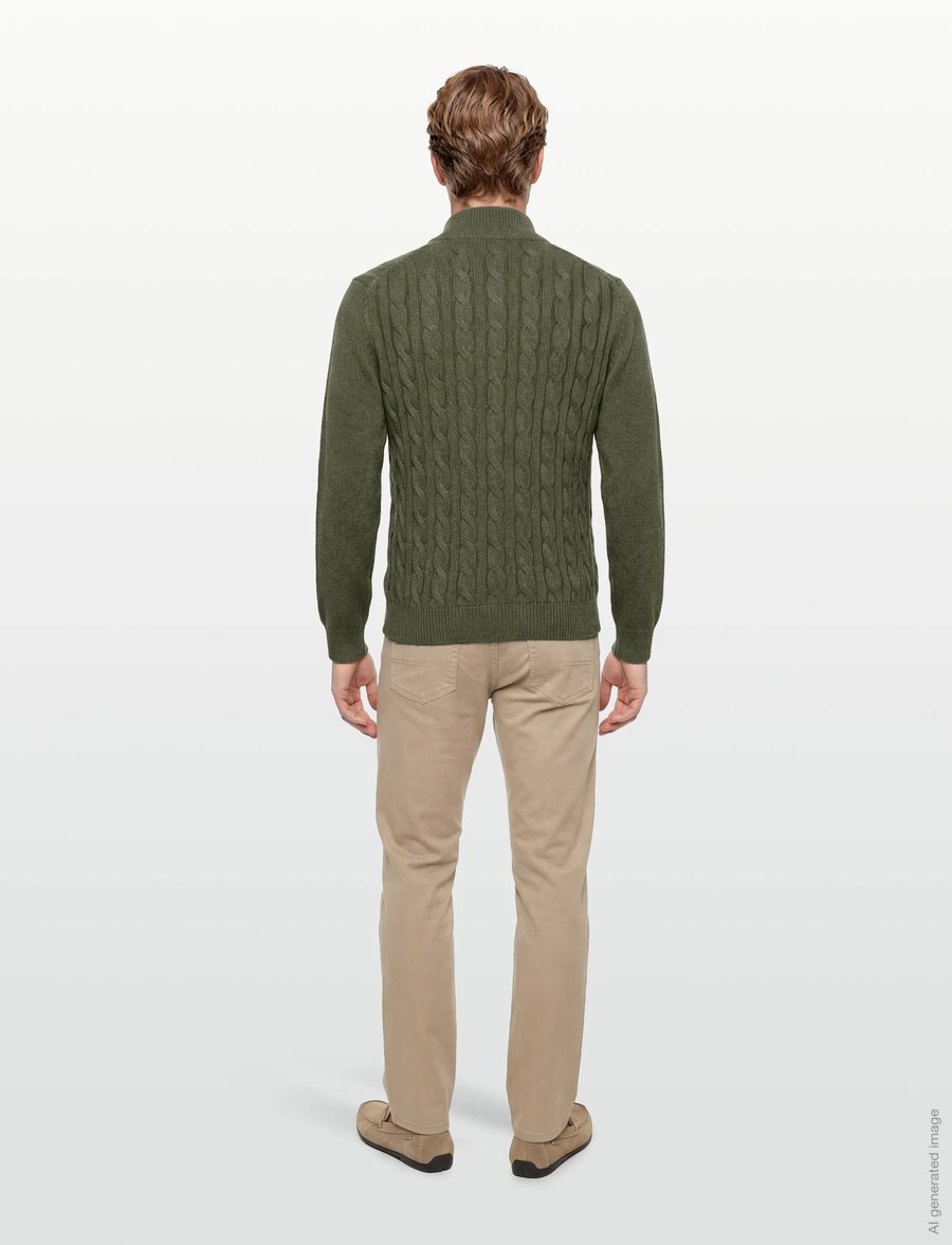 Morris - Nathan Cable Half Zip - swetry zapinane do połowy - olive - 4