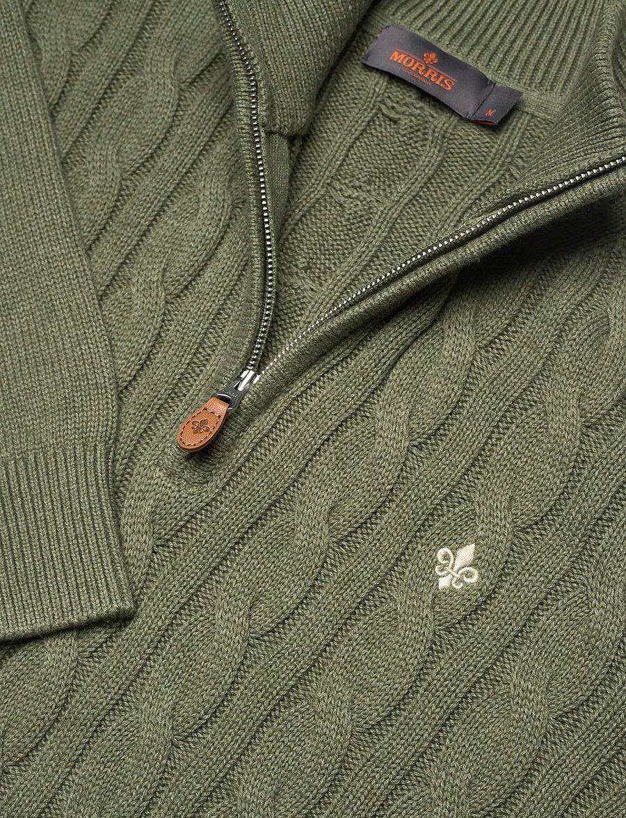 Morris - Nathan Cable Half Zip - pullover mit halbem reißverschluss - olive - 2