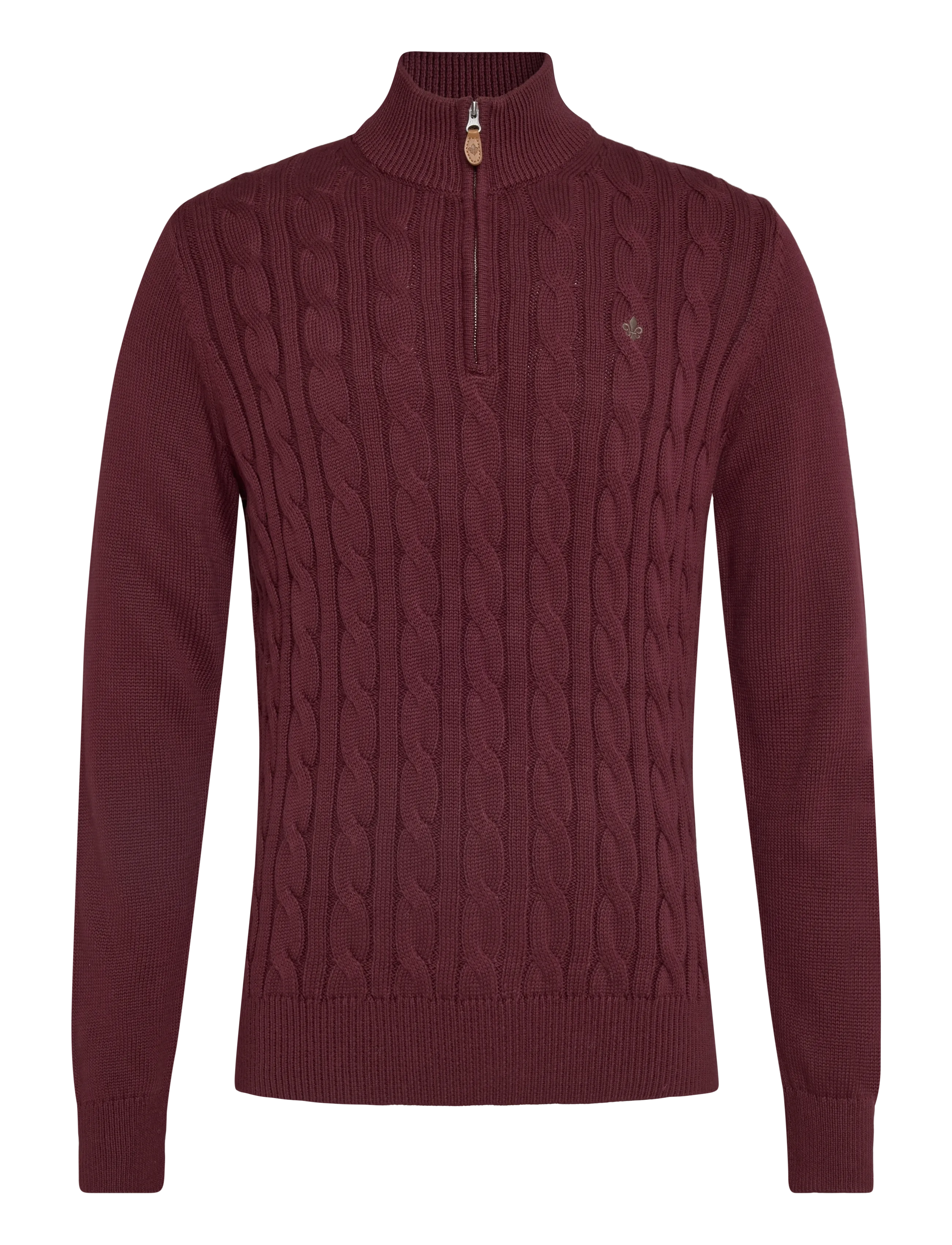 Morris Nathan Cable Half Zip - Pulls demi-zippés - WINE RED / burgundy
