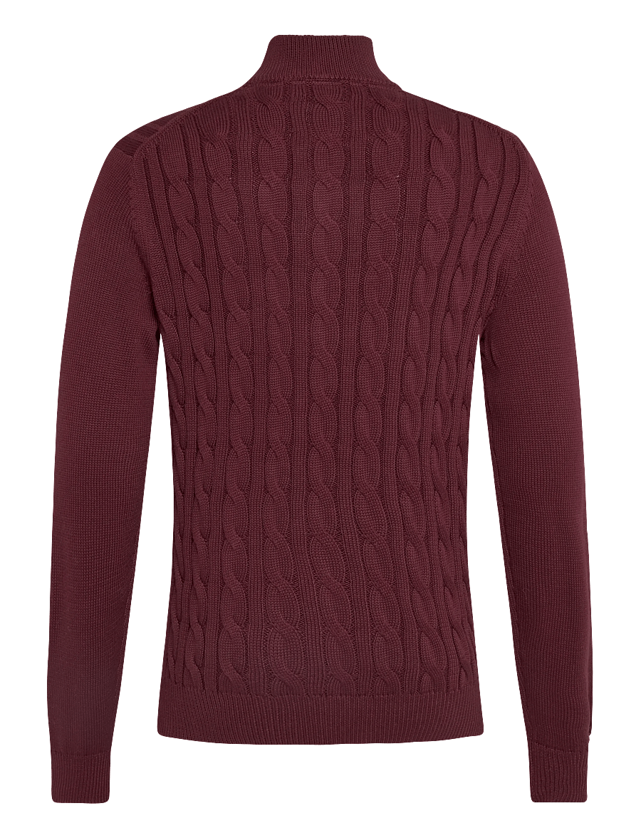 Morris - Nathan Cable Half Zip - pullover mit halbem reißverschluss - wine red - 1