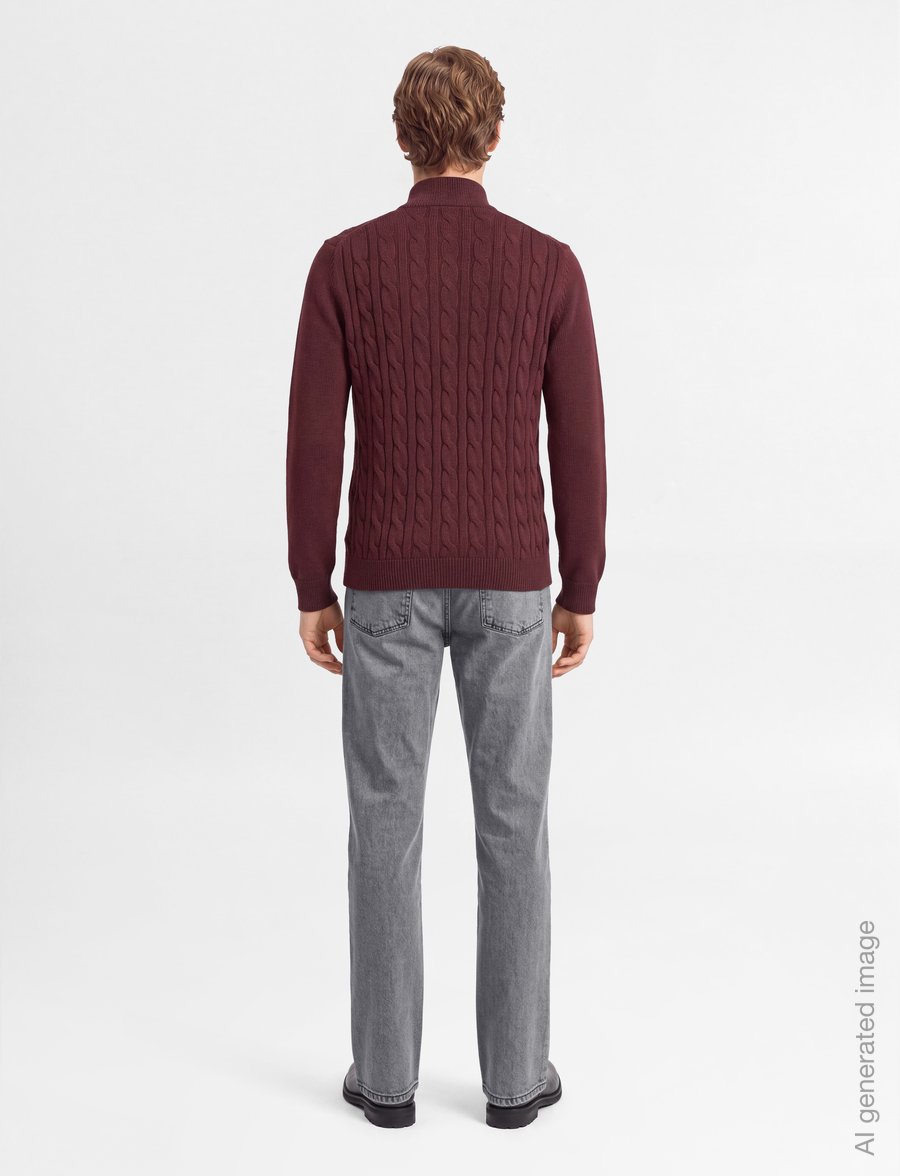 Morris - Nathan Cable Half Zip - pullover mit halbem reißverschluss - wine red - 4