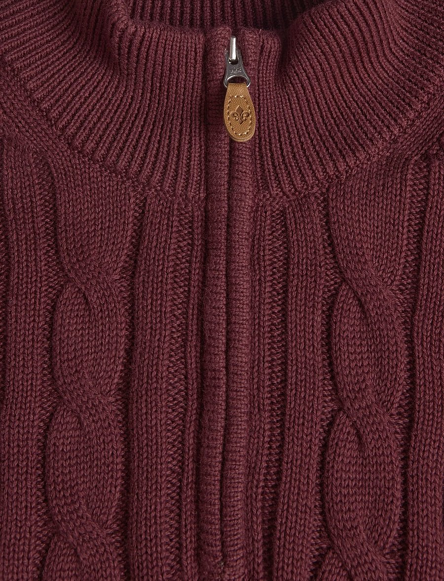 Morris - Nathan Cable Half Zip - pullover mit halbem reißverschluss - wine red - 2