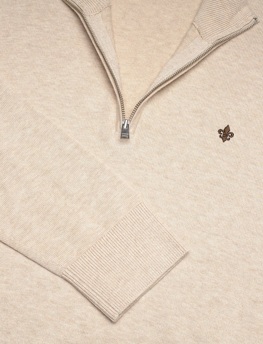 Morris - Brian Half Zip - half zip jumpers - khaki - 2