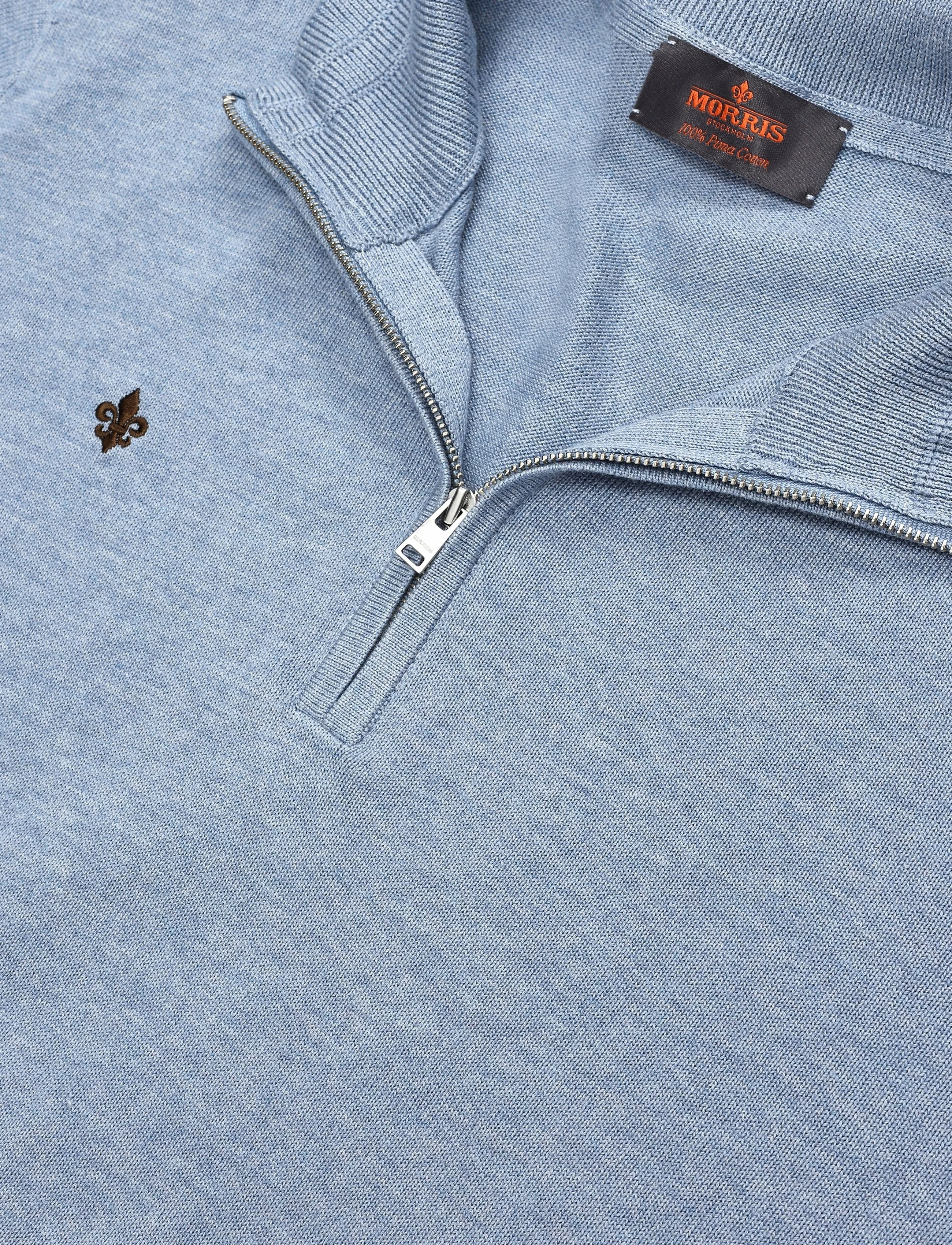 Morris - Brian Half Zip - poolpika lukuga džemprid - light blue - 2