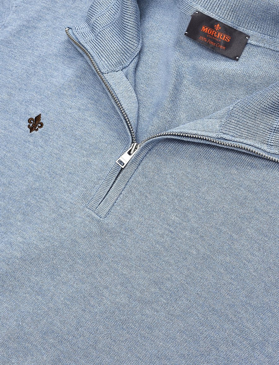 Morris - Brian Half Zip - poolpika lukuga džemprid - light blue - 2