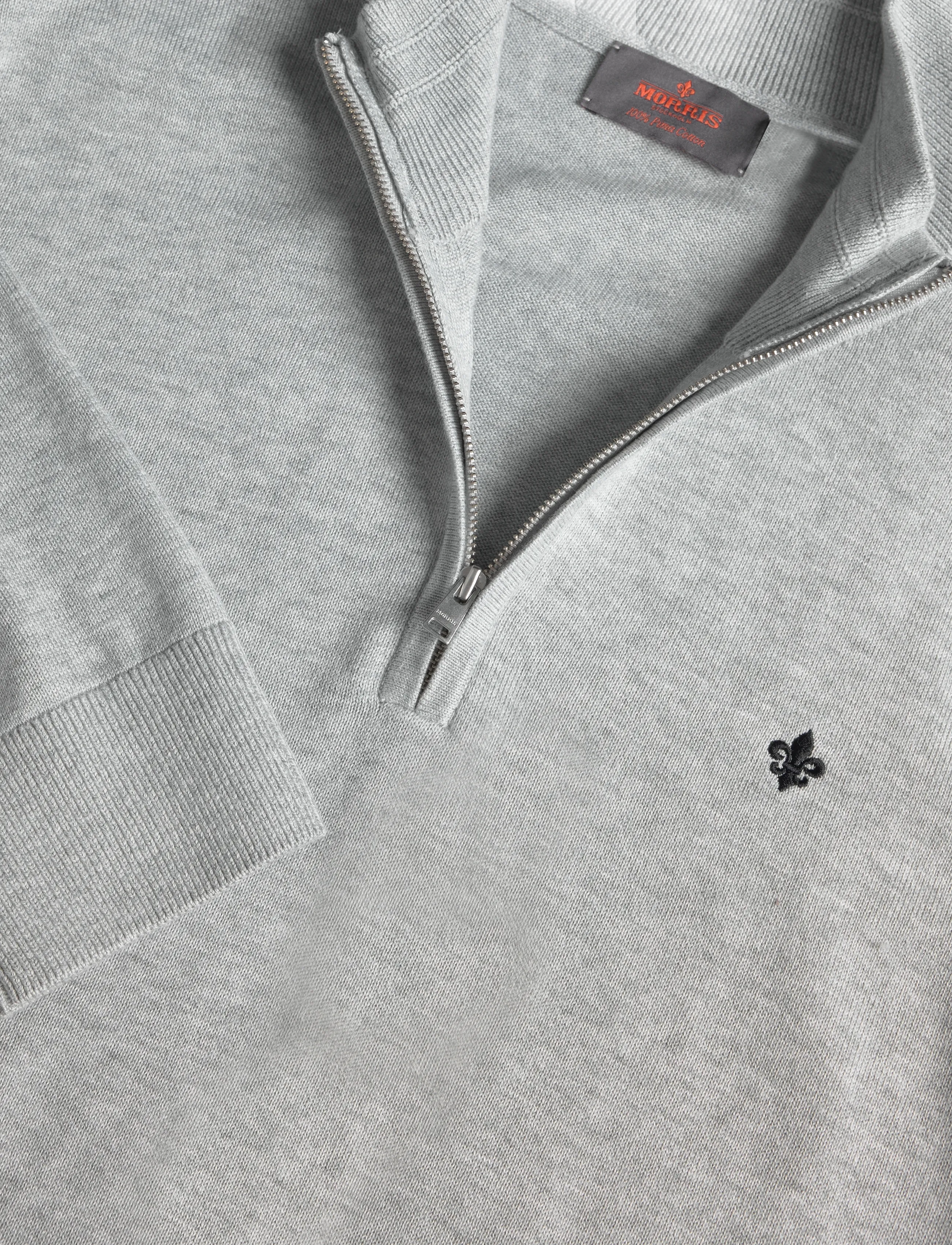 Morris - Brian Half Zip - poolpika lukuga džemprid - light grey - 2
