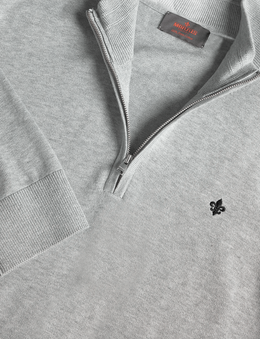 Morris - Brian Half Zip - poolpika lukuga džemprid - light grey - 2