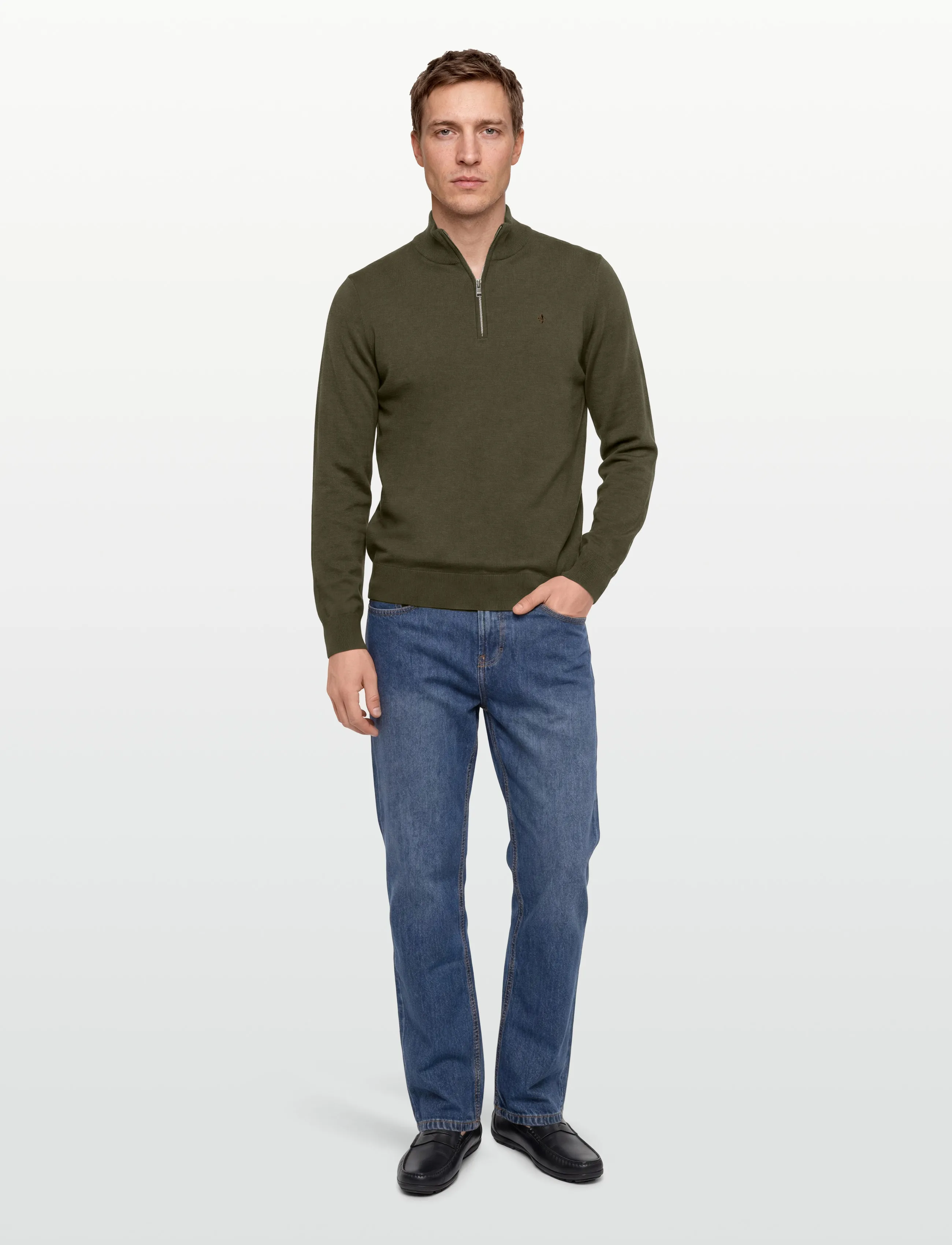 Morris Brian Half Zip, M, Green, Strik > Trøjer Med Halv Lynlås, Herre