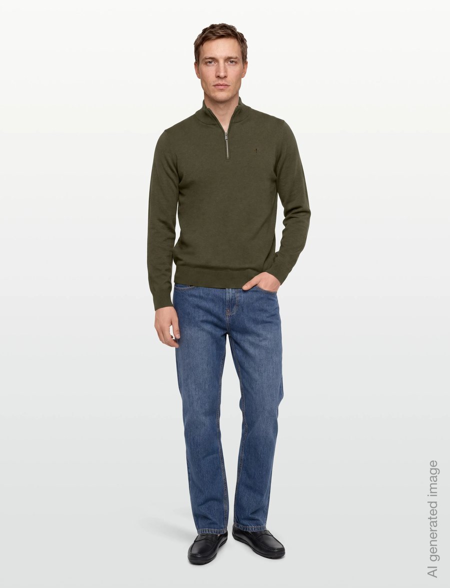 Morris - Brian Half Zip - pullover mit halbem reißverschluss - olive - 0