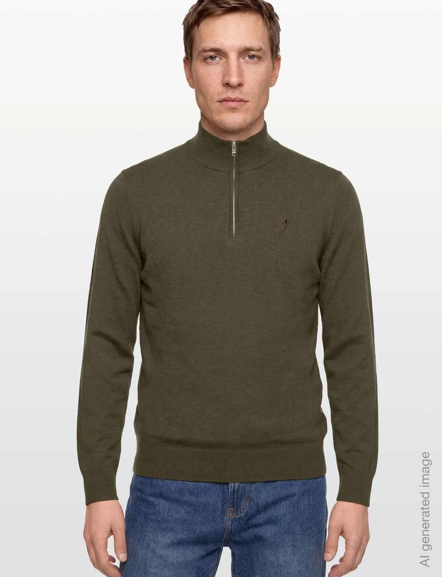 Morris - Brian Half Zip - pullover mit halbem reißverschluss - olive - 3