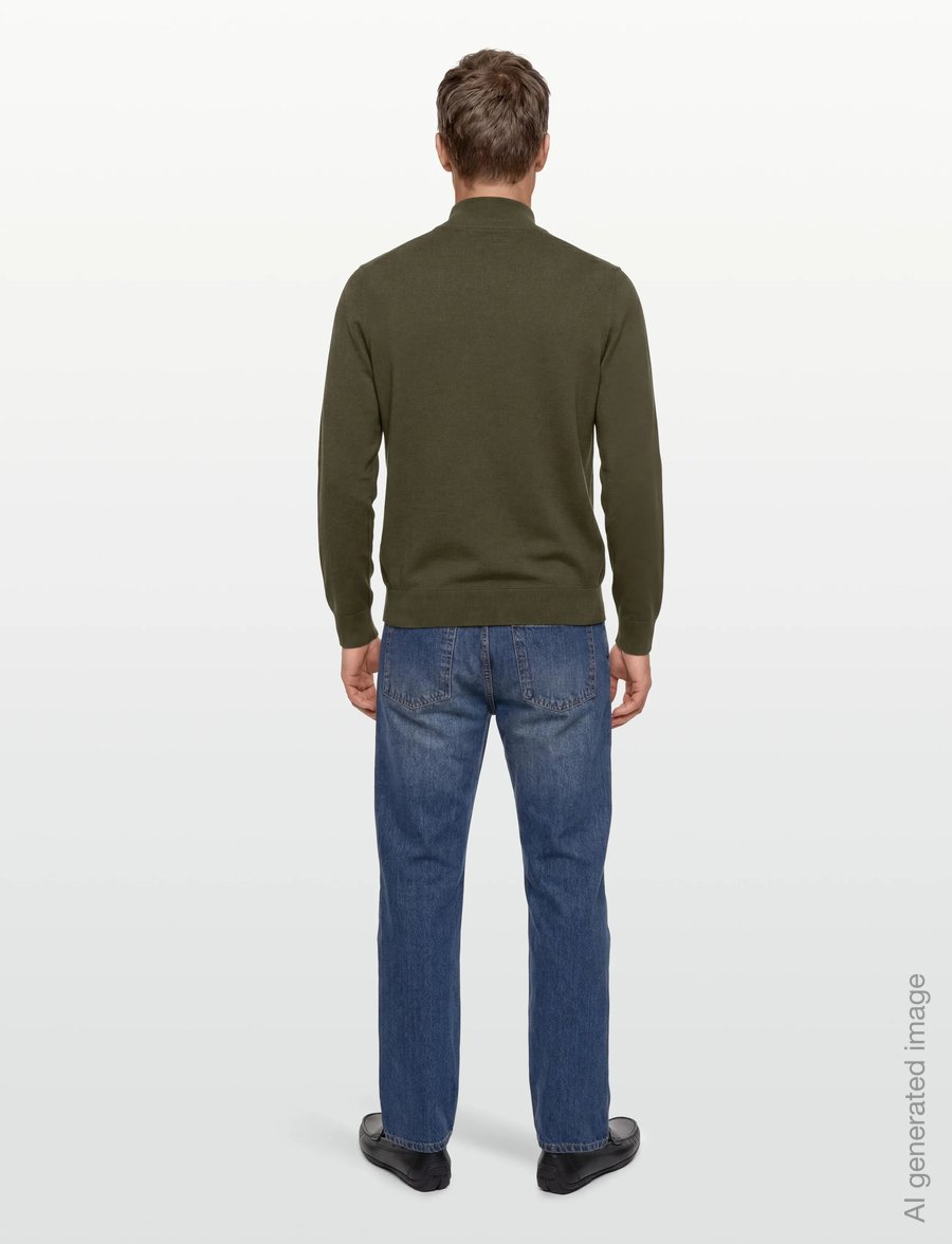 Morris - Brian Half Zip - pullover mit halbem reißverschluss - olive - 4