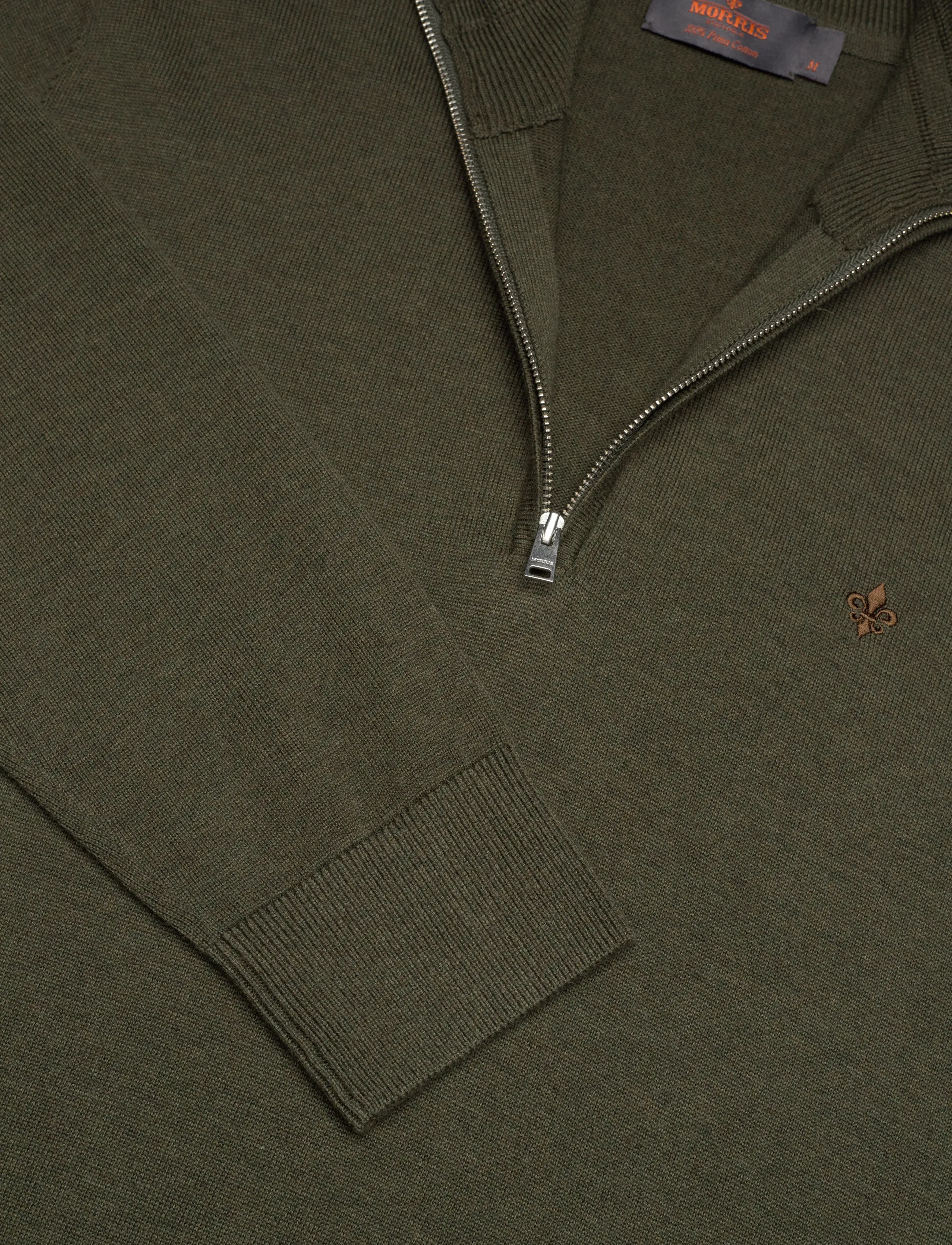 Morris - Brian Half Zip - puolivetoketjulliset neuleet - olive - 2