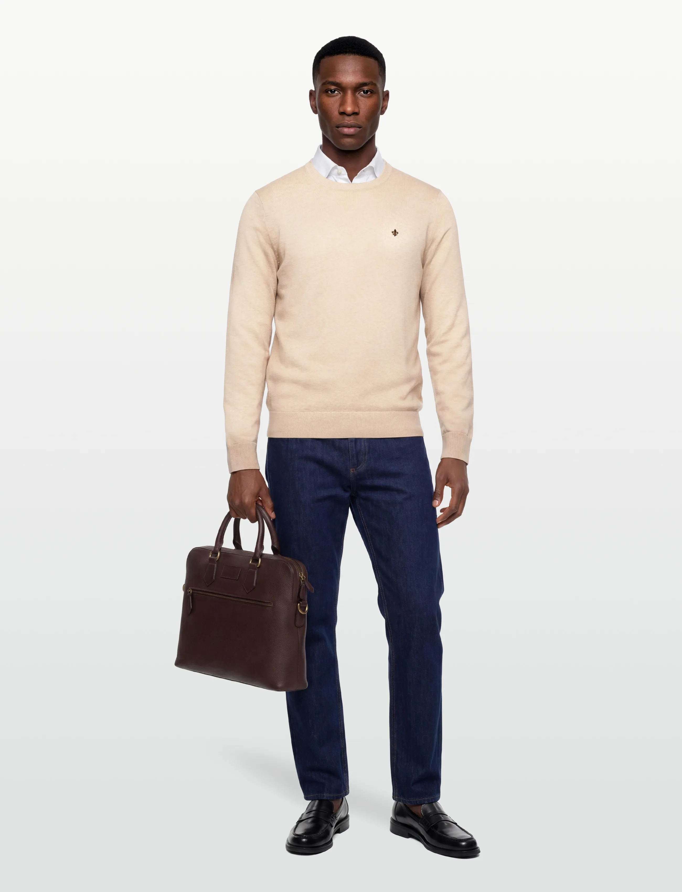 Morris Brian Oneck, XXL, Knitwear, Creme - Round Necks, Männerswear